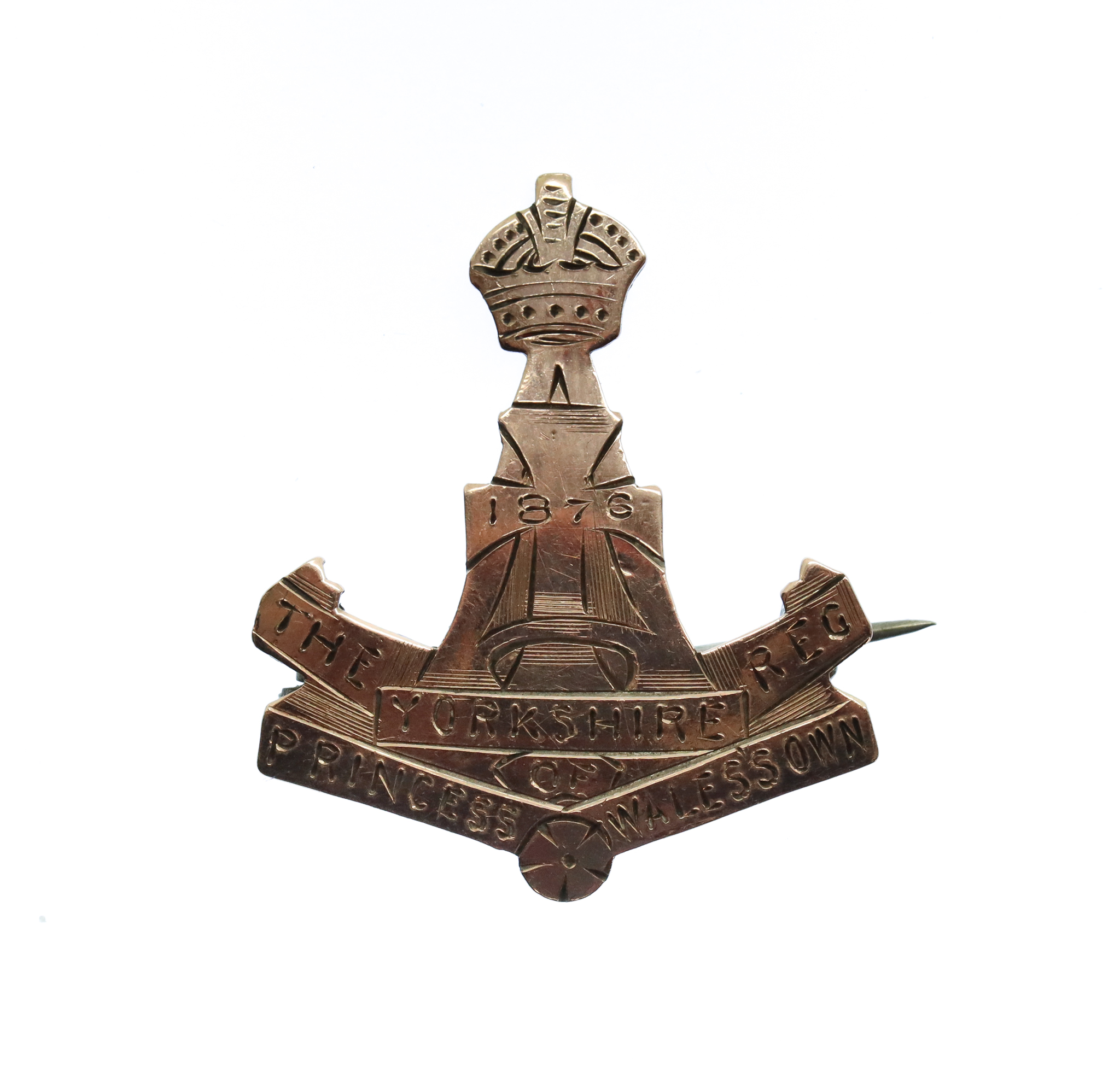 Yorkshire Regiment (Green Howards) Rose Gold Plated Sterling Silver Sweetheart Brooch