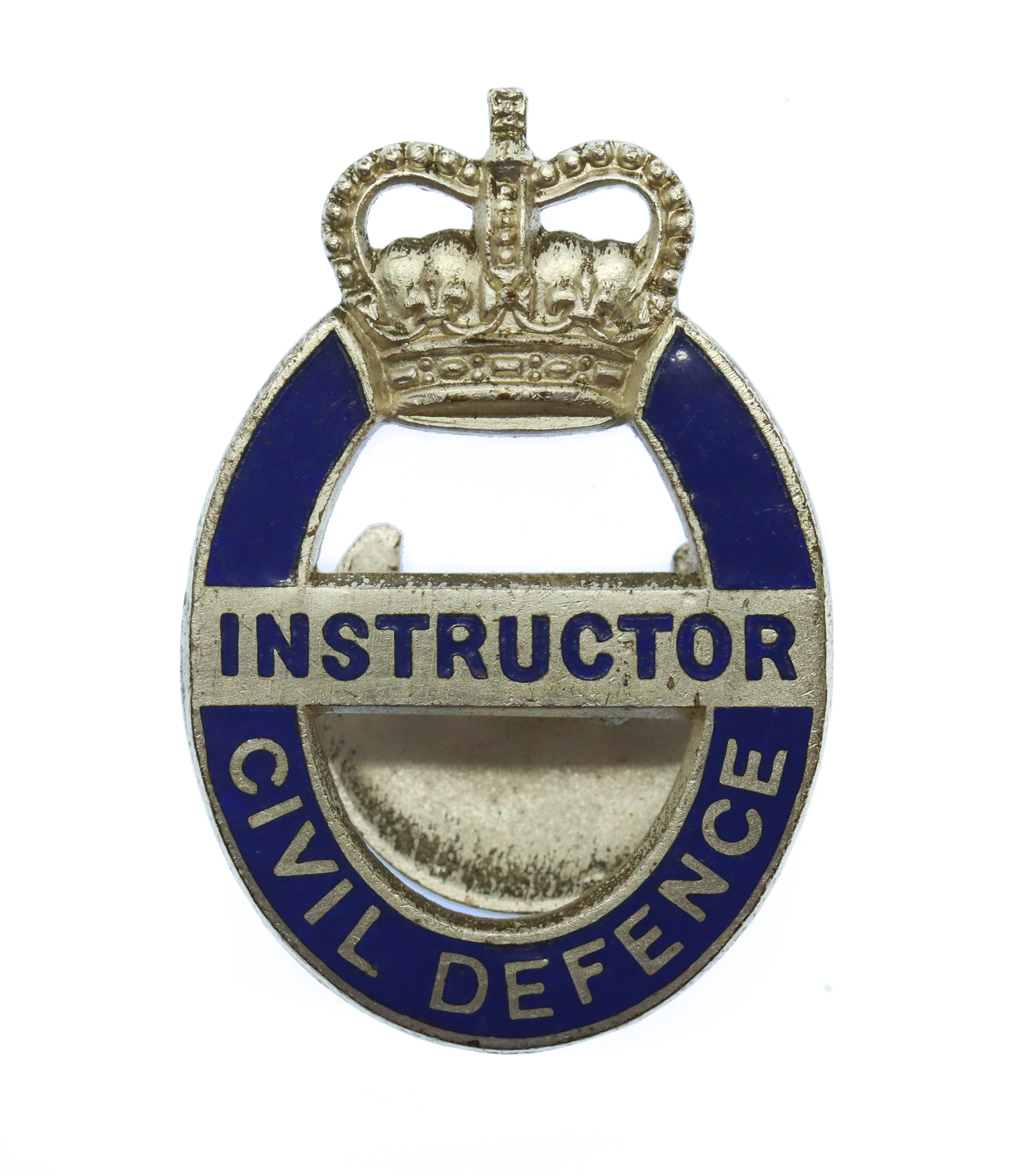 Civil Defence Instructor Enamelled Lapel Badge - Queen's Crown