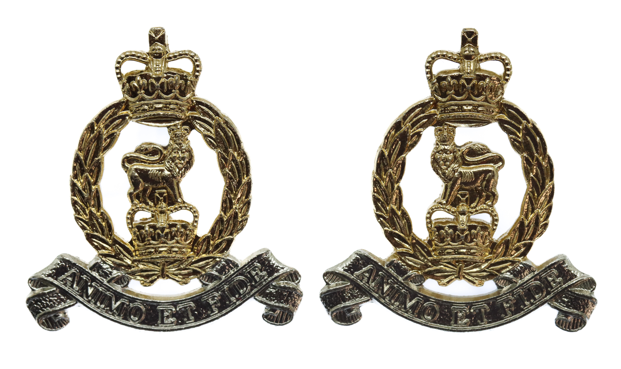 Pair of Adjutant Generals Corps (A.G.C.) Anodised (Staybrite) Collar Badges