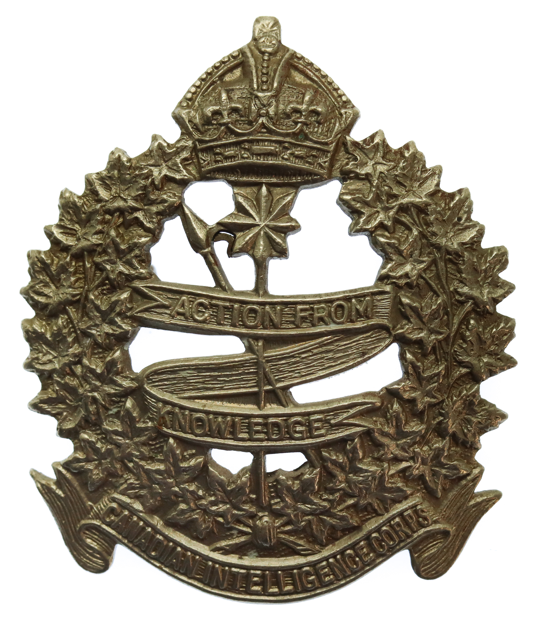 Canadian Intelligence Corps Cap Badge - King's Crown