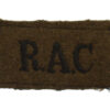 Royal Armoured Corps (R.A.C.) Cloth Slip On Shoulder Title
