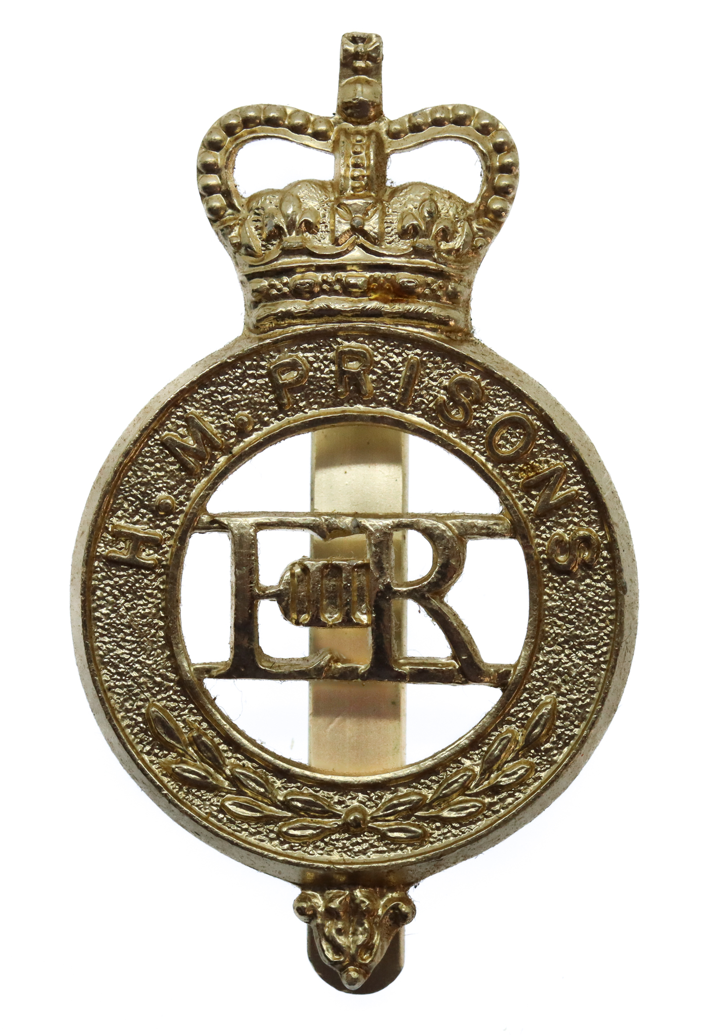 H.M. Prison Service Anodised (Staybrite) Cap Badge - Queen's Crown