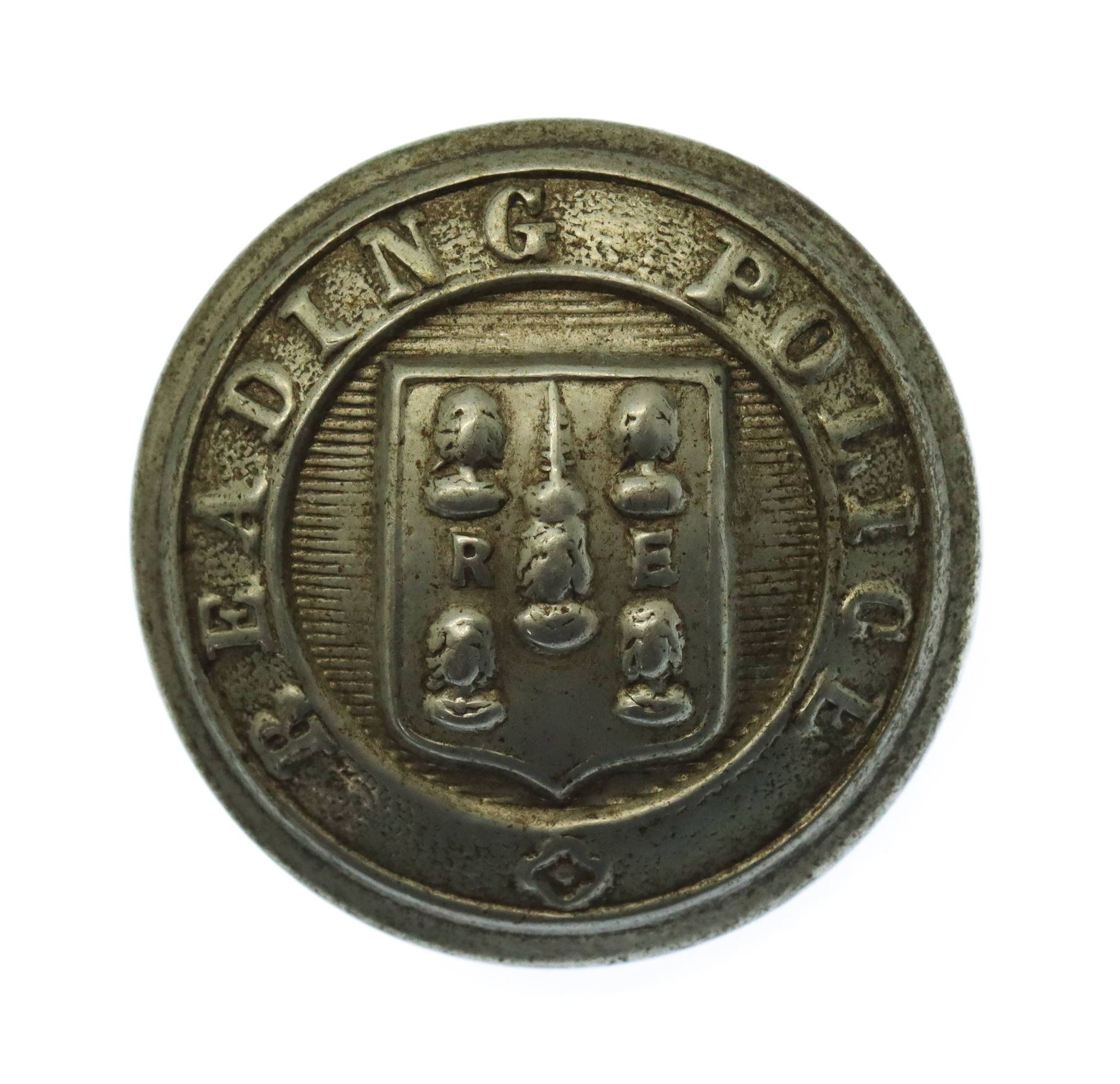 Reading Borough Police White Metal Coat of Arms Button (25mm)