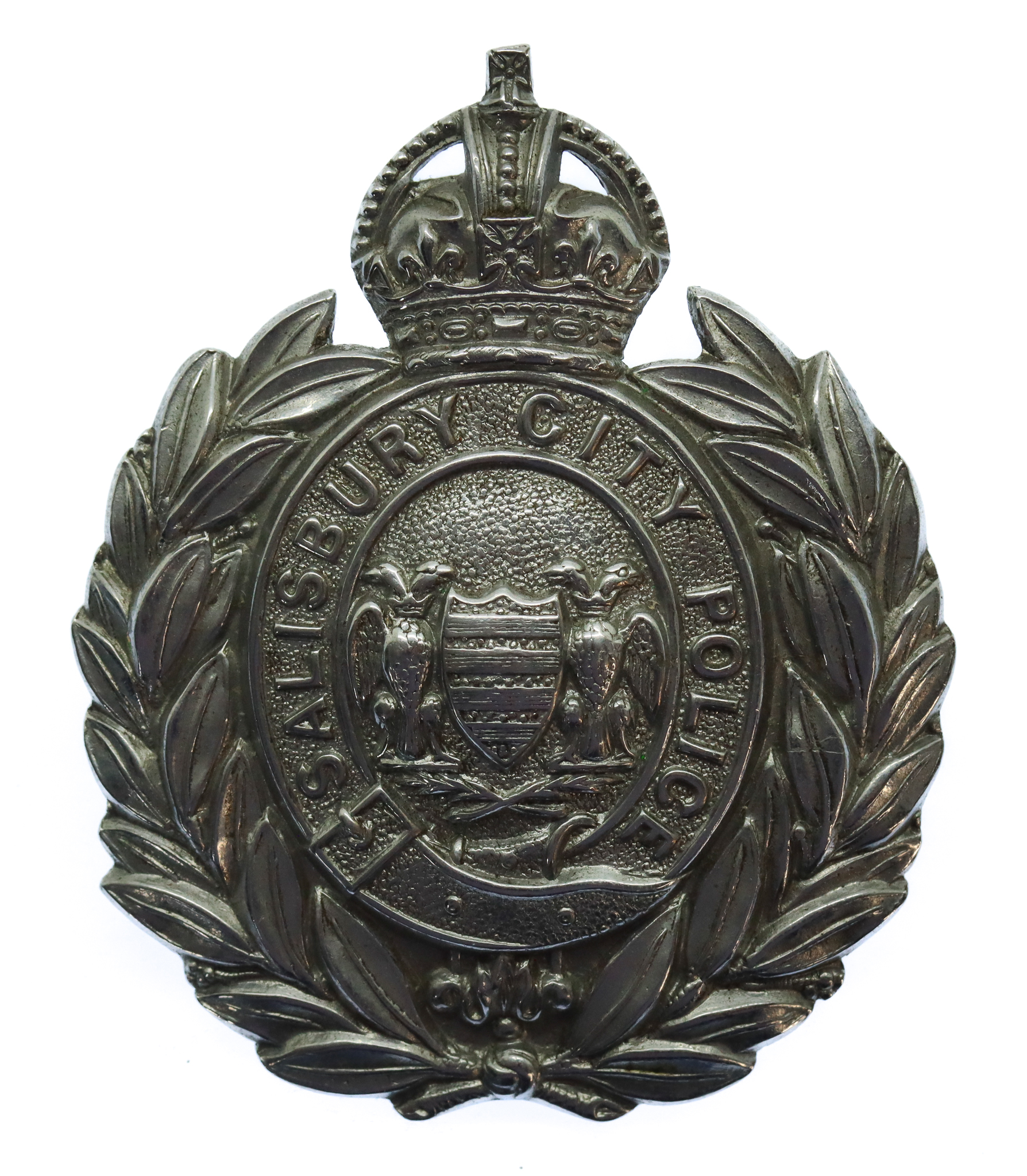 Salisbury City Police Small Wreath Cap Badge - King's Crown