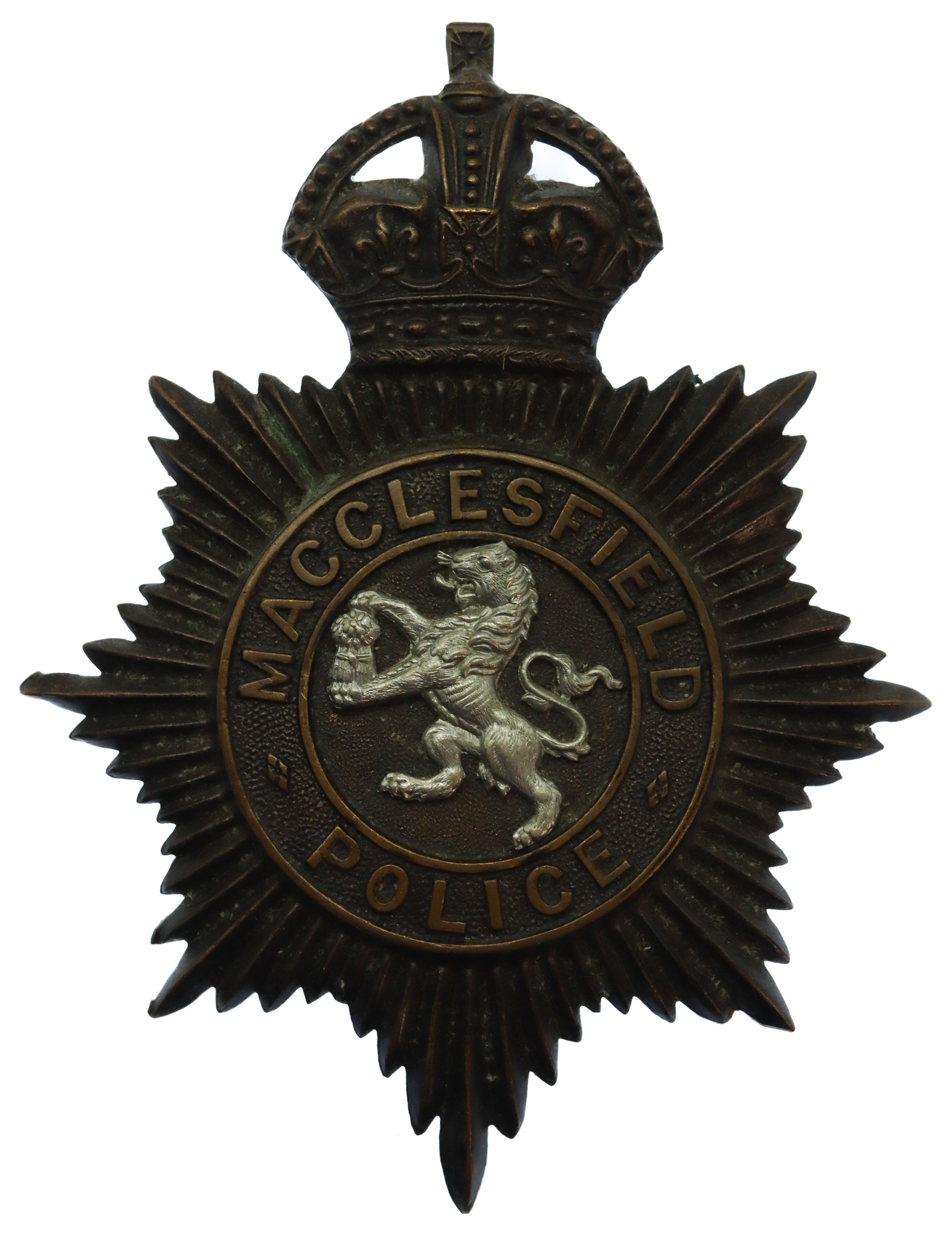 Macclesfield Borough Police Night Helmet Plate - King's Crown