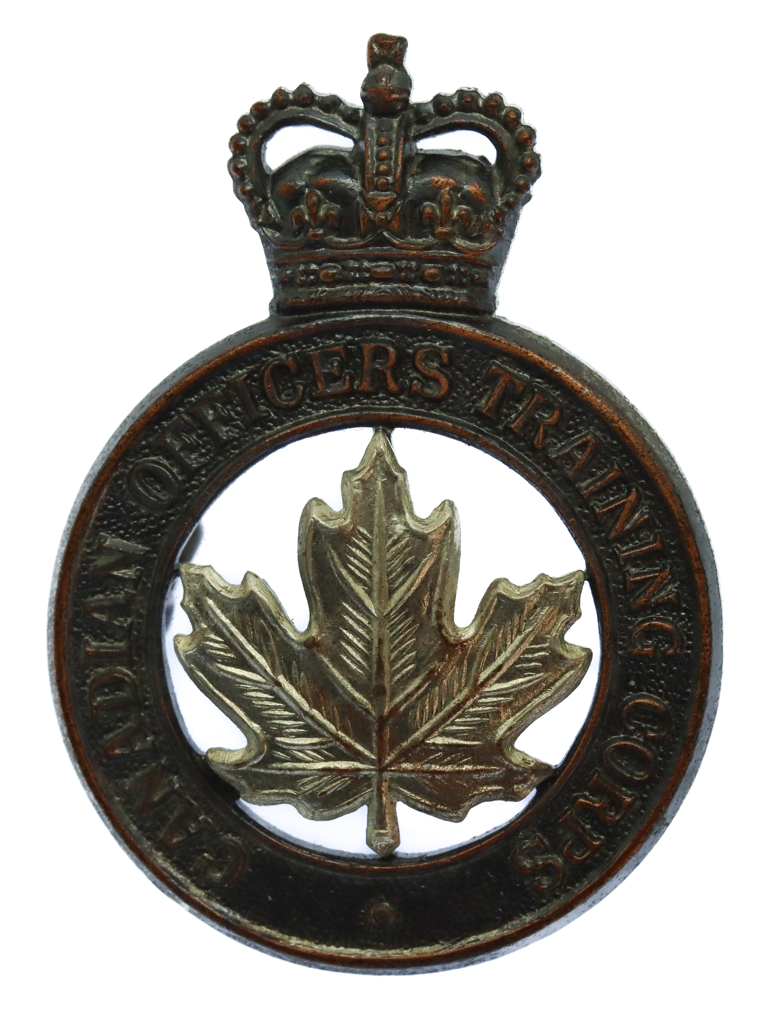 Canadian Officer's Training Corps C.O.T.C. Cap Badge - Queen's Crown