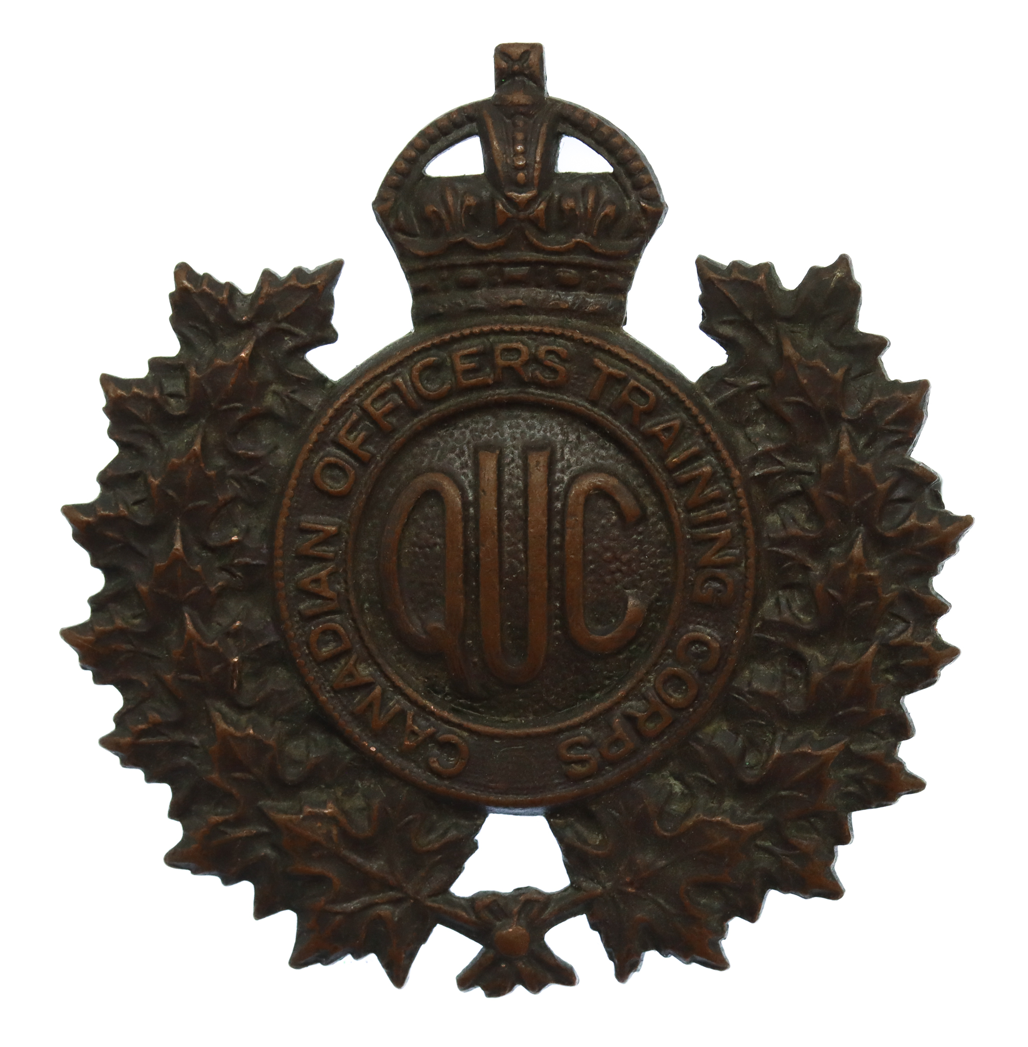 Canadian Queen's University C.O.T.C. Cap Badge - King's Crown