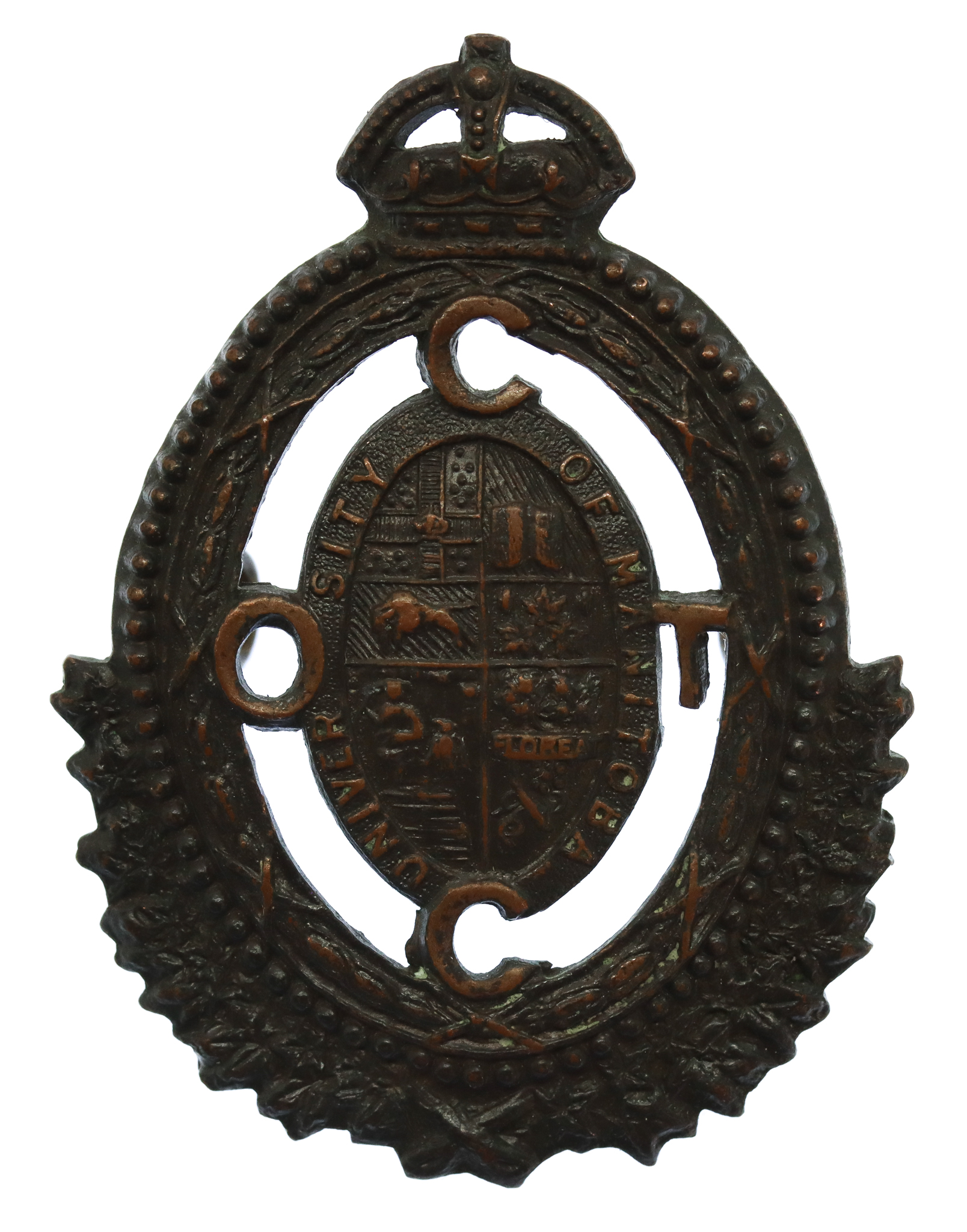 Canadian Manitoba University C.O.T.C. Cap Badge - King's Crown