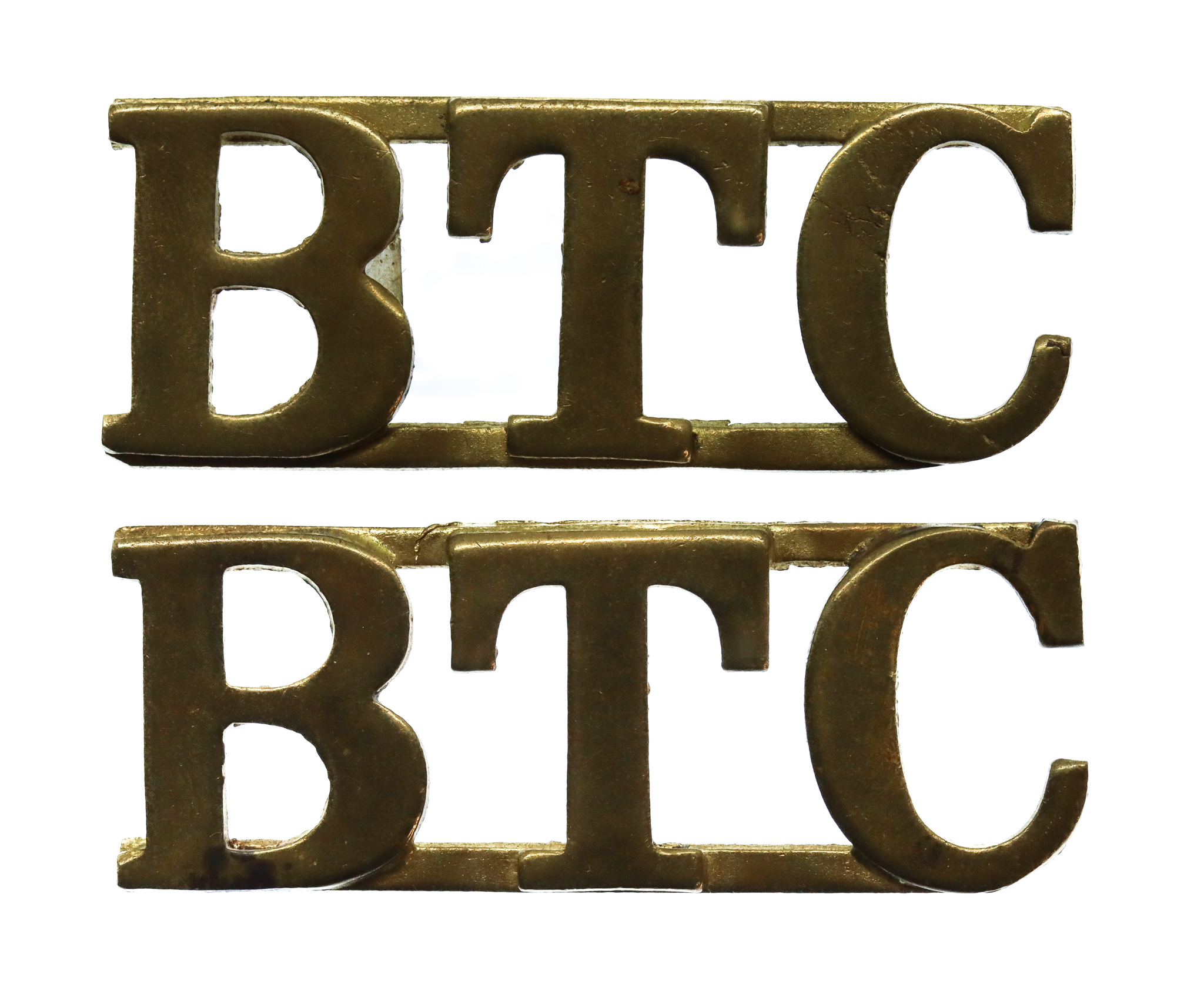 Pair of Bank Top Cadets (B.T.C.) Shoulder Titles