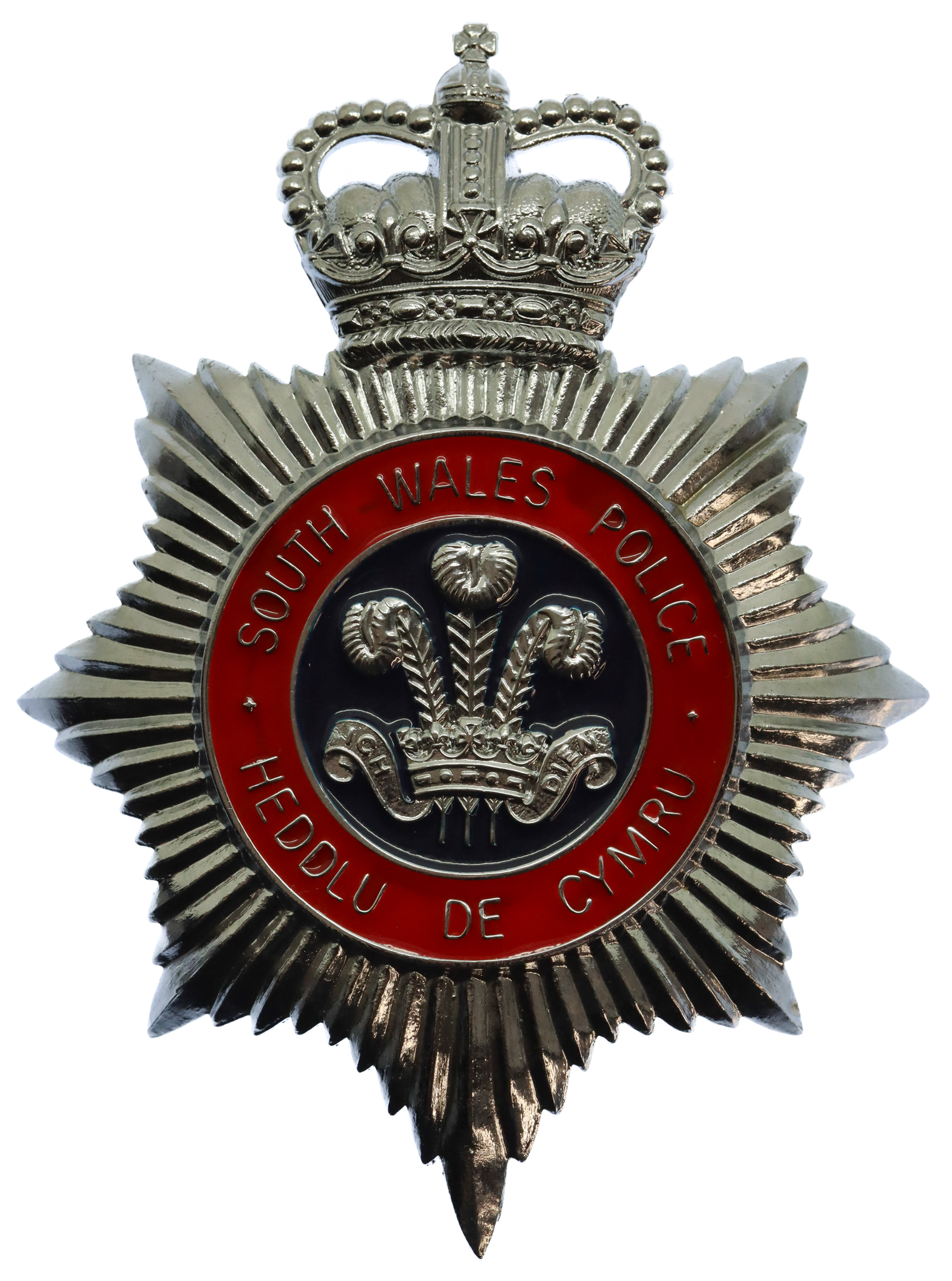 South Wales Police (Heddlu De Cymru) Enamelled Helmet Plate - Queen's Crown