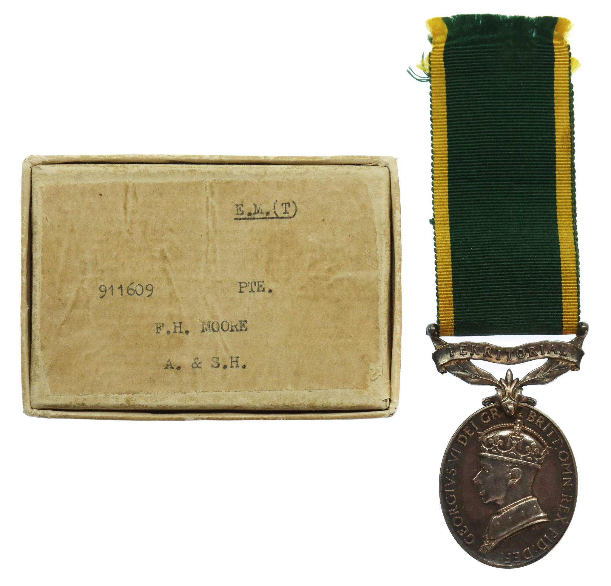 George VI Territorial Efficiency Medal - Pte. F.H. Moore, Argyll & Sutherland Highlanders