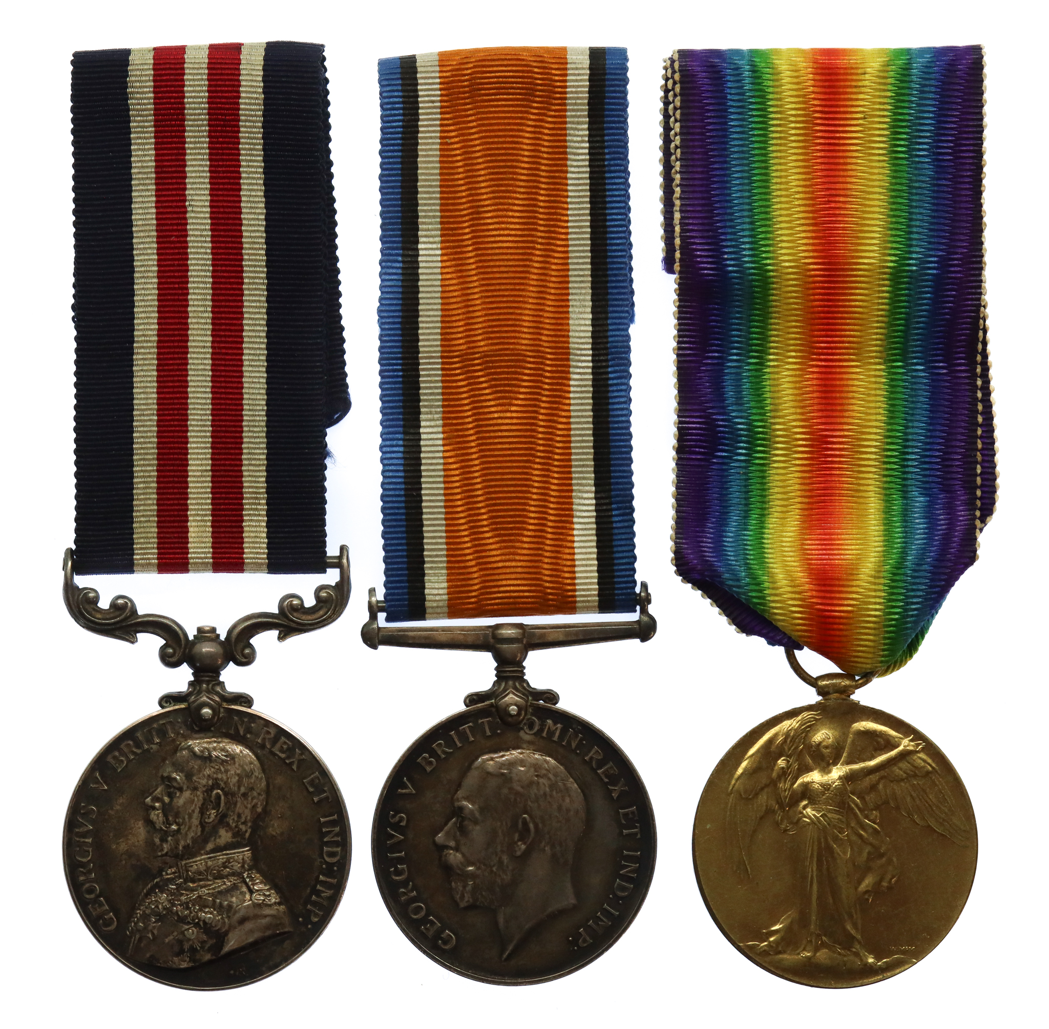 WW1 Military Medal, British War Medal & Victory Medal Group of Three - Pte. C. Lawrence, 24th and 4th Bn. Royal Fusiliers
