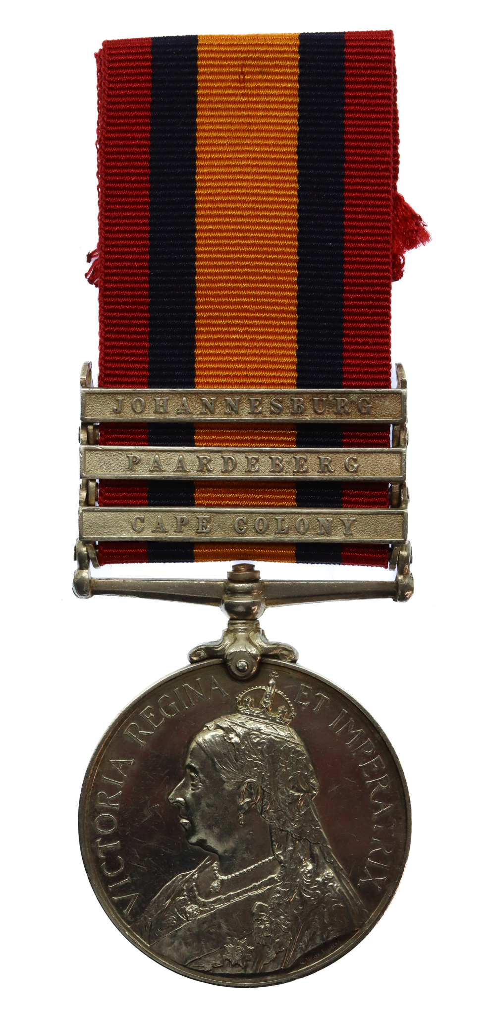 Queen's South Africa Medal (3 Clasps - Cape Colony, Paardeberg, Johannesburg) - Pte. P. Manion, King's Own Scottish Borderers