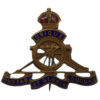 Royal Artillery Brass & Enamel Sweetheart Brooch - King's Crown