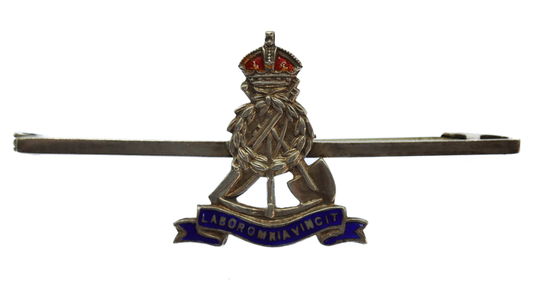 Pioneer Corps Sterling Silver & Enamel Sweetheart Brooch/Tie Pin - King's Crown