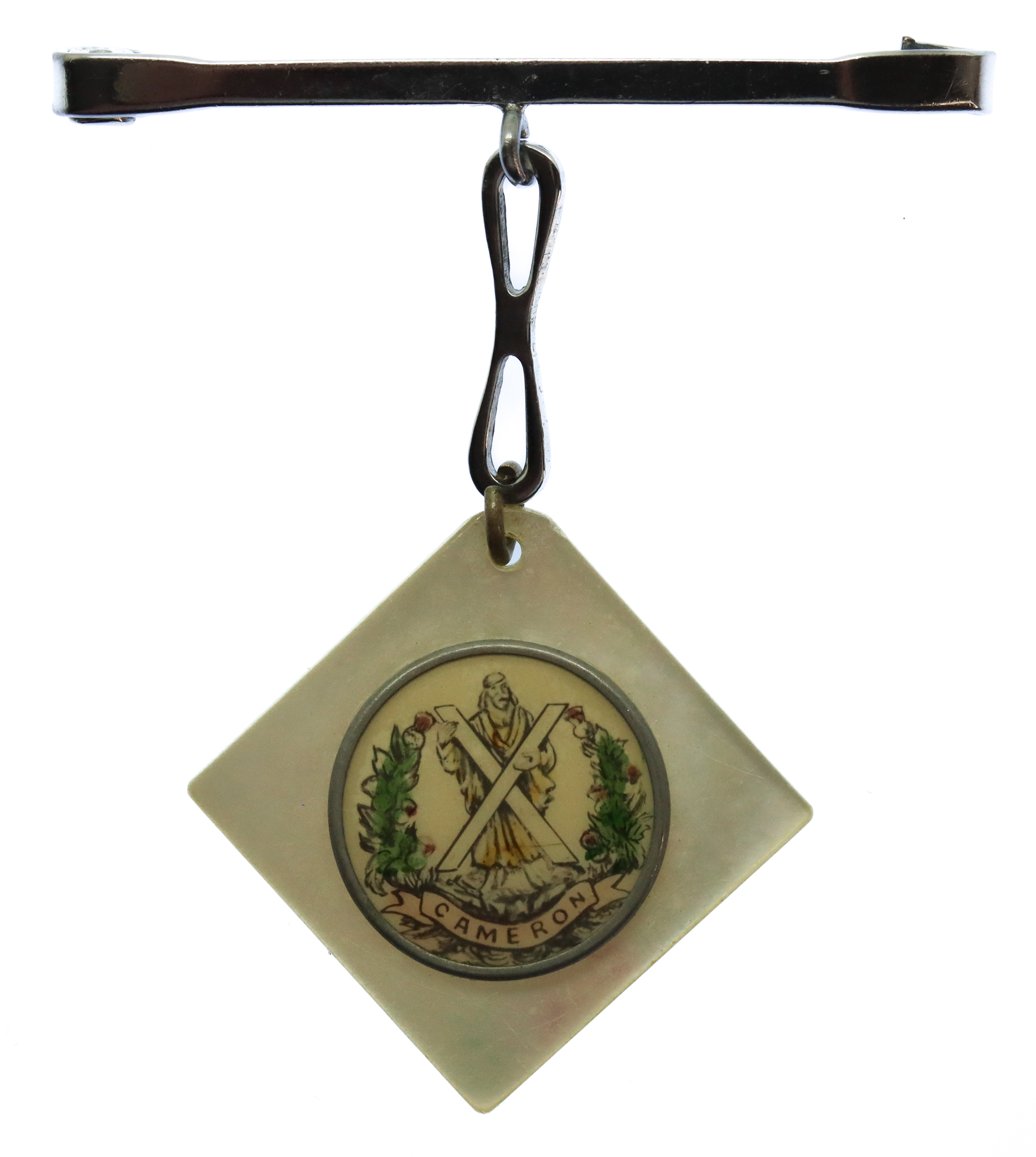 Queen's Own Cameron Highlanders Mother of Pearl Pendant Sweetheart Brooch