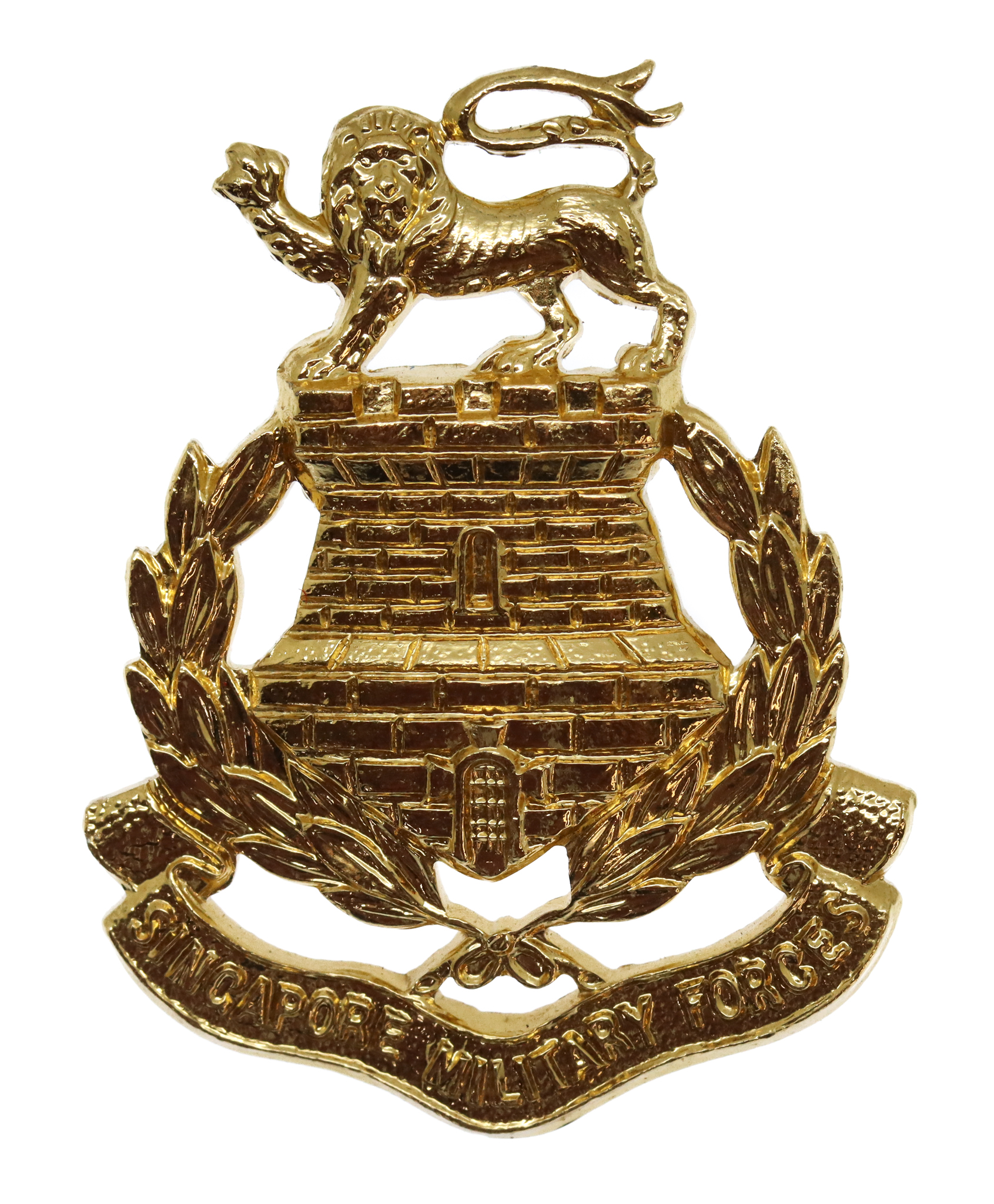 Singapore Military Forces Anodised (Staybrite) Cap Badge