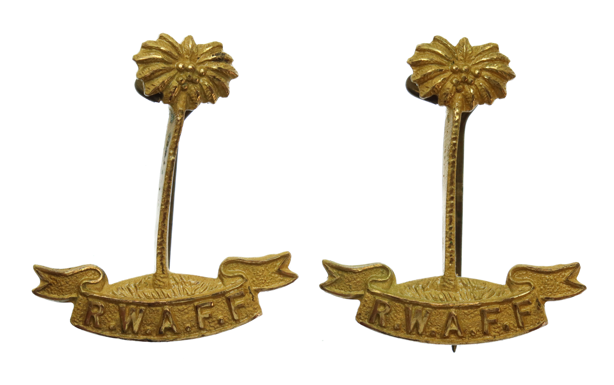 Pair of Royal West African Frontier Force (R.W.A.F.F.) Gilt Collar Badges