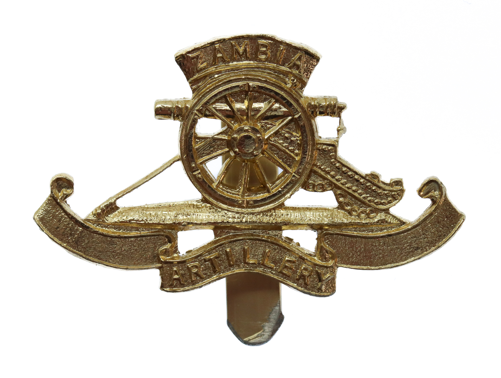 Zambia Artillery Anodised (Staybrite) Beret Badge