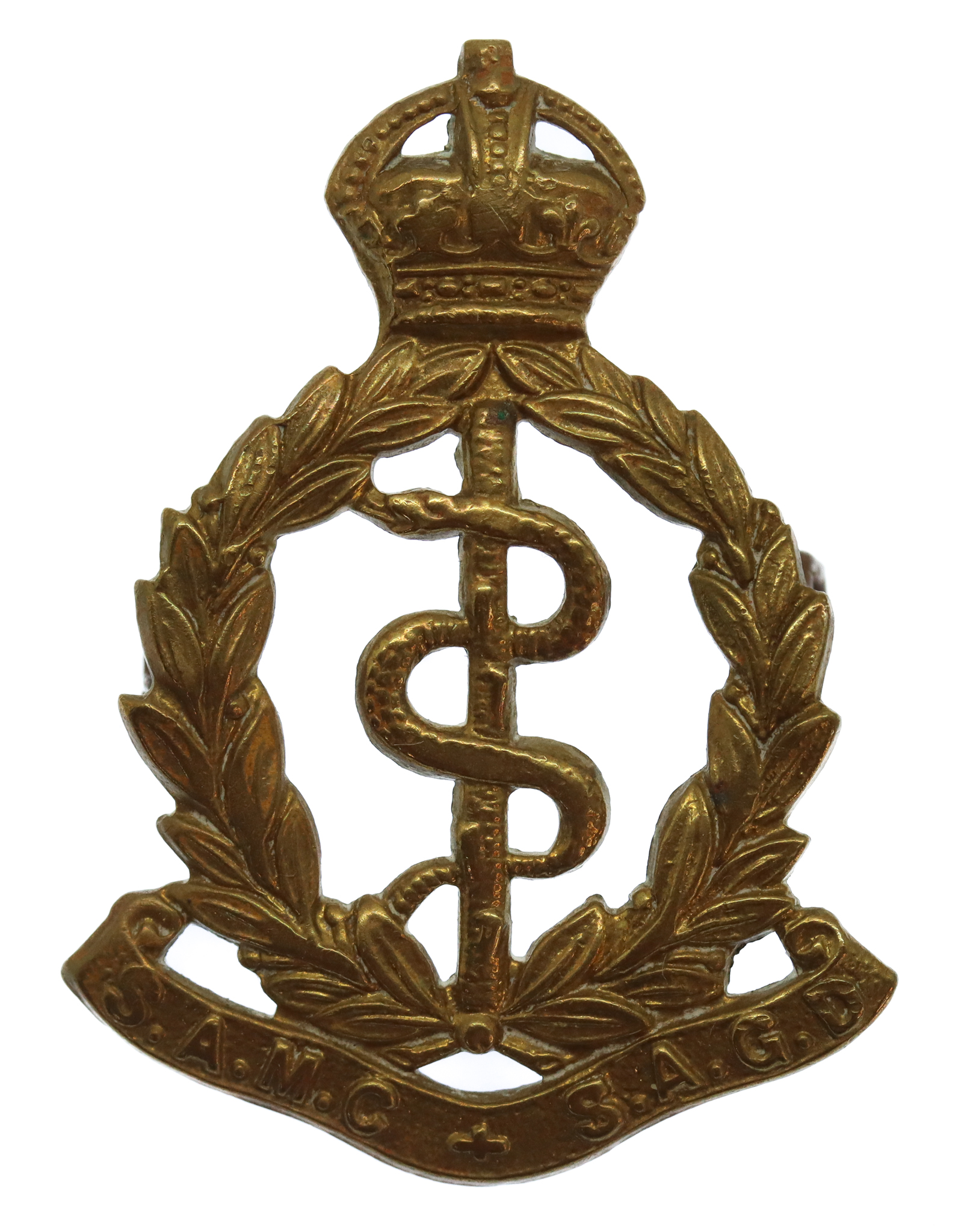 South African Medical Corps (S.A.M.C. - S.A.G.D.) Cap Badge - King's Crown