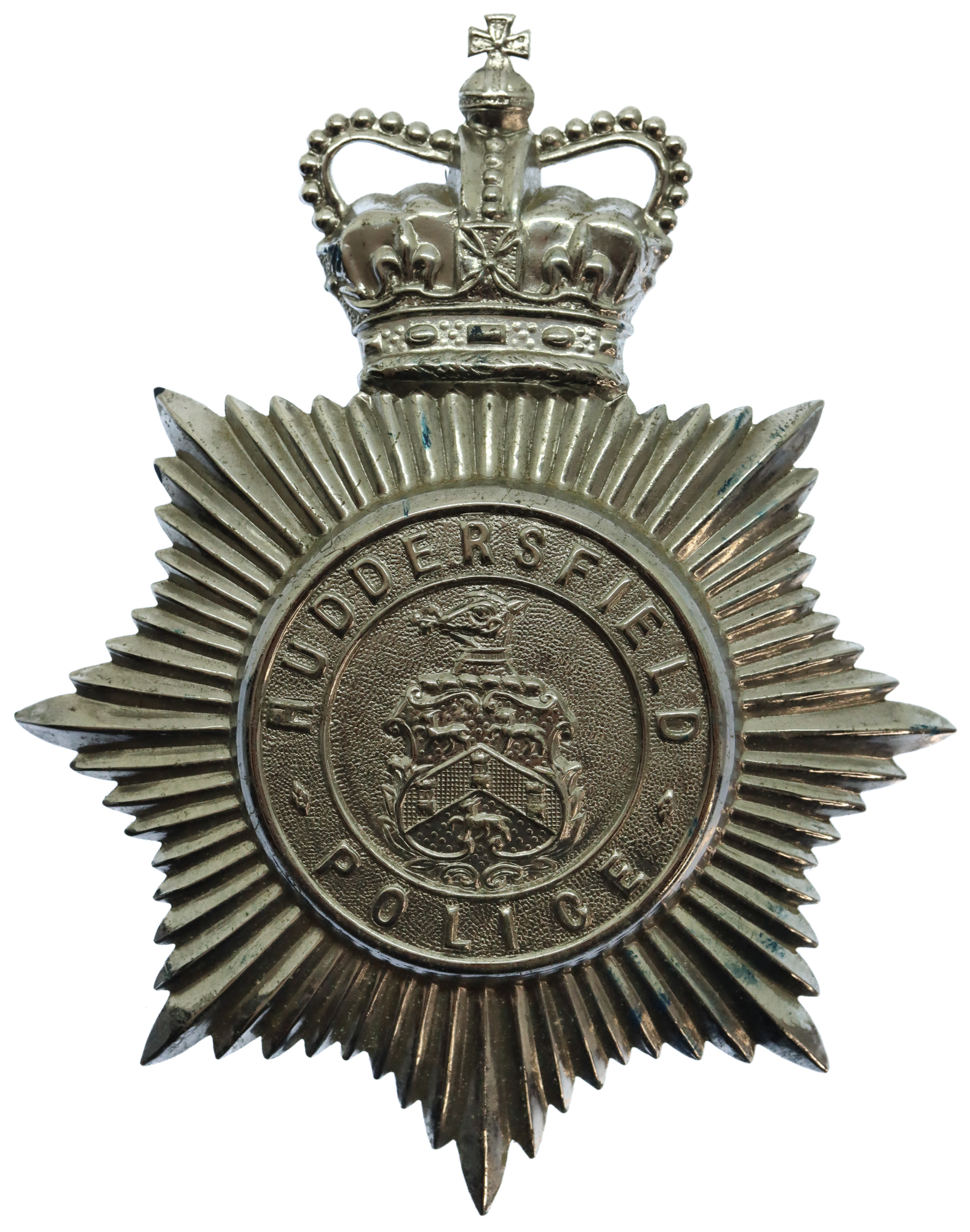 Huddersfield Police Helmet Plate - Queen's Crown