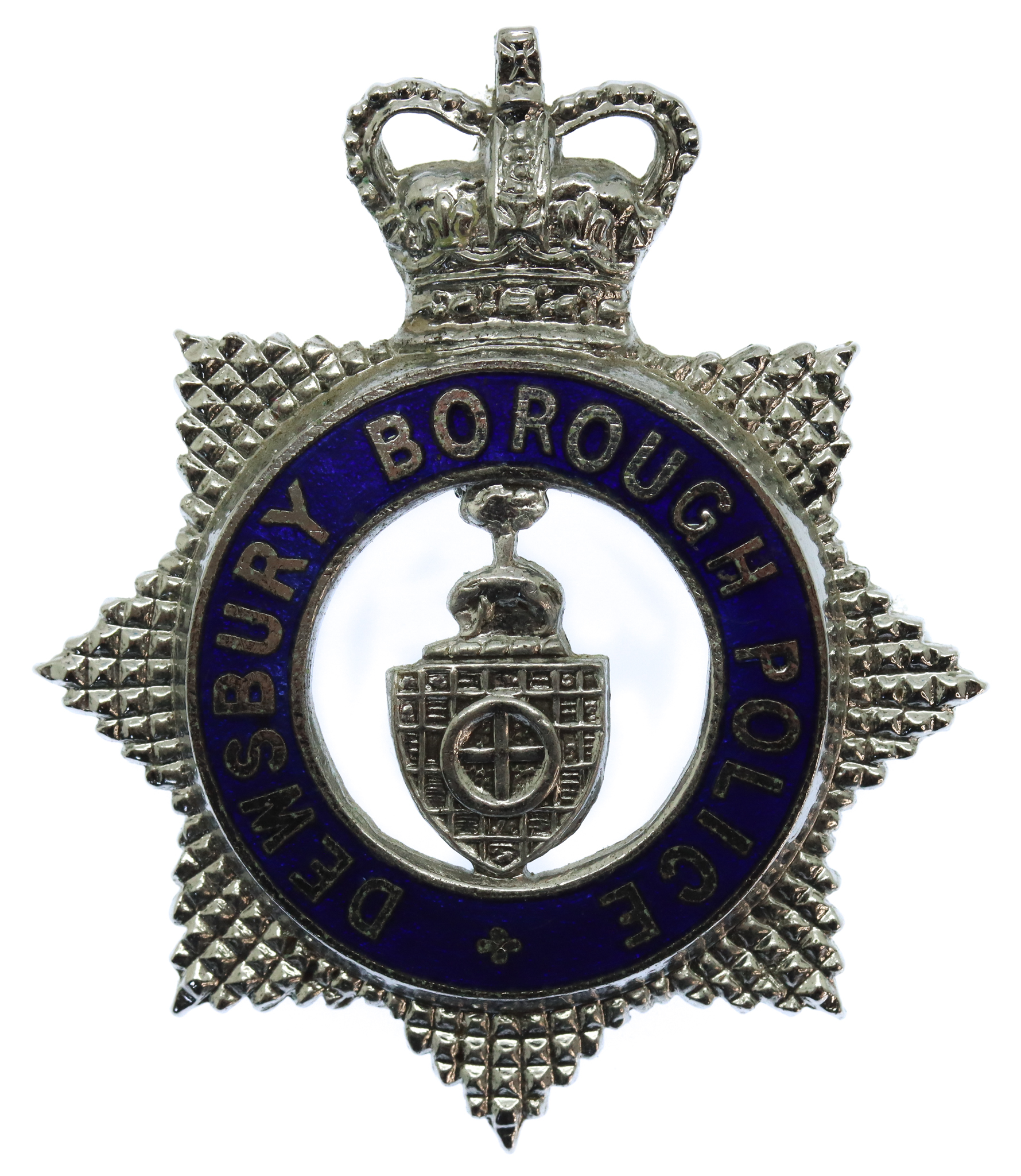 Dewsbury Borough Police Senior Officer's Enamelled Cap Badge - Queen's Crown