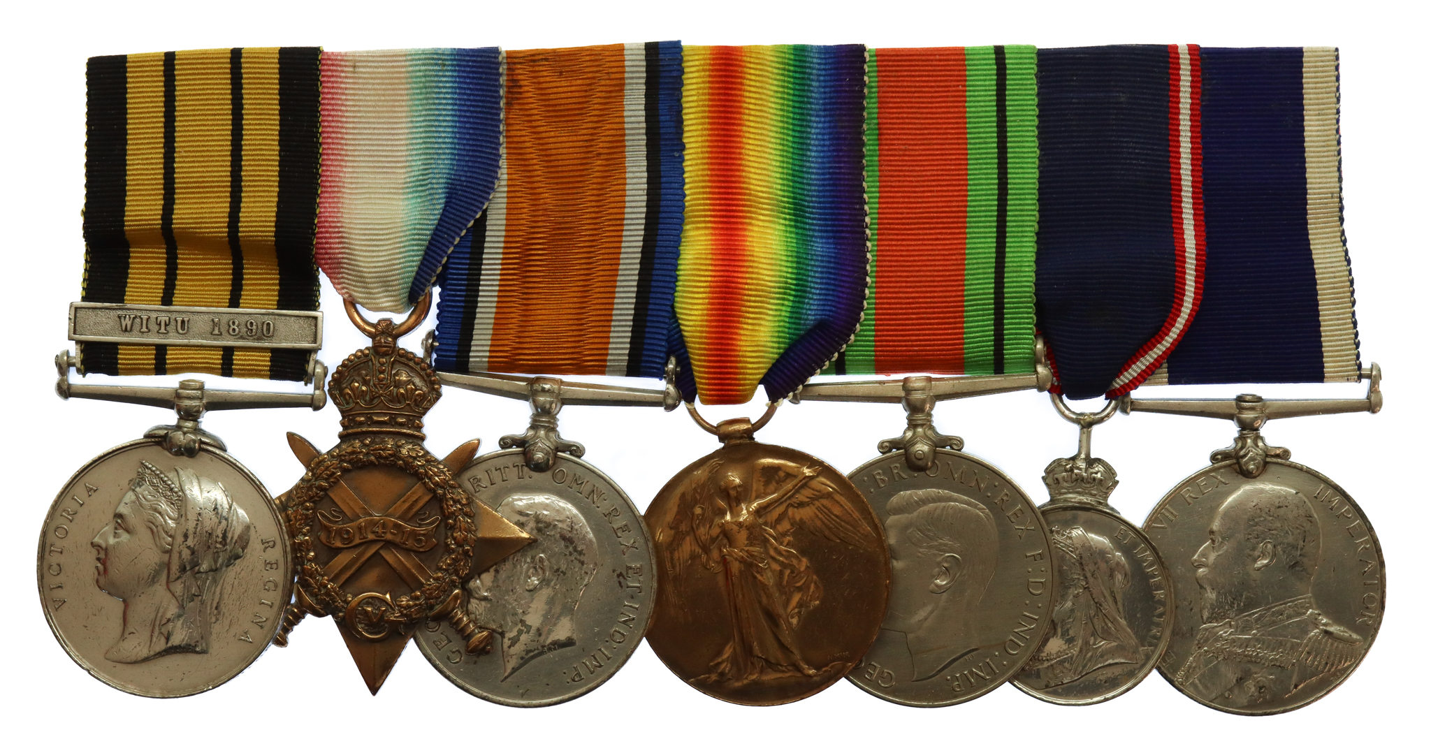 East and West Africa Medal (Witu 1890), 1914-15 Star Trio, Royal Victorian Medal and LS&GC Medal Group of Seven - Chief Petty Officer H. Hoath, Royal Navy