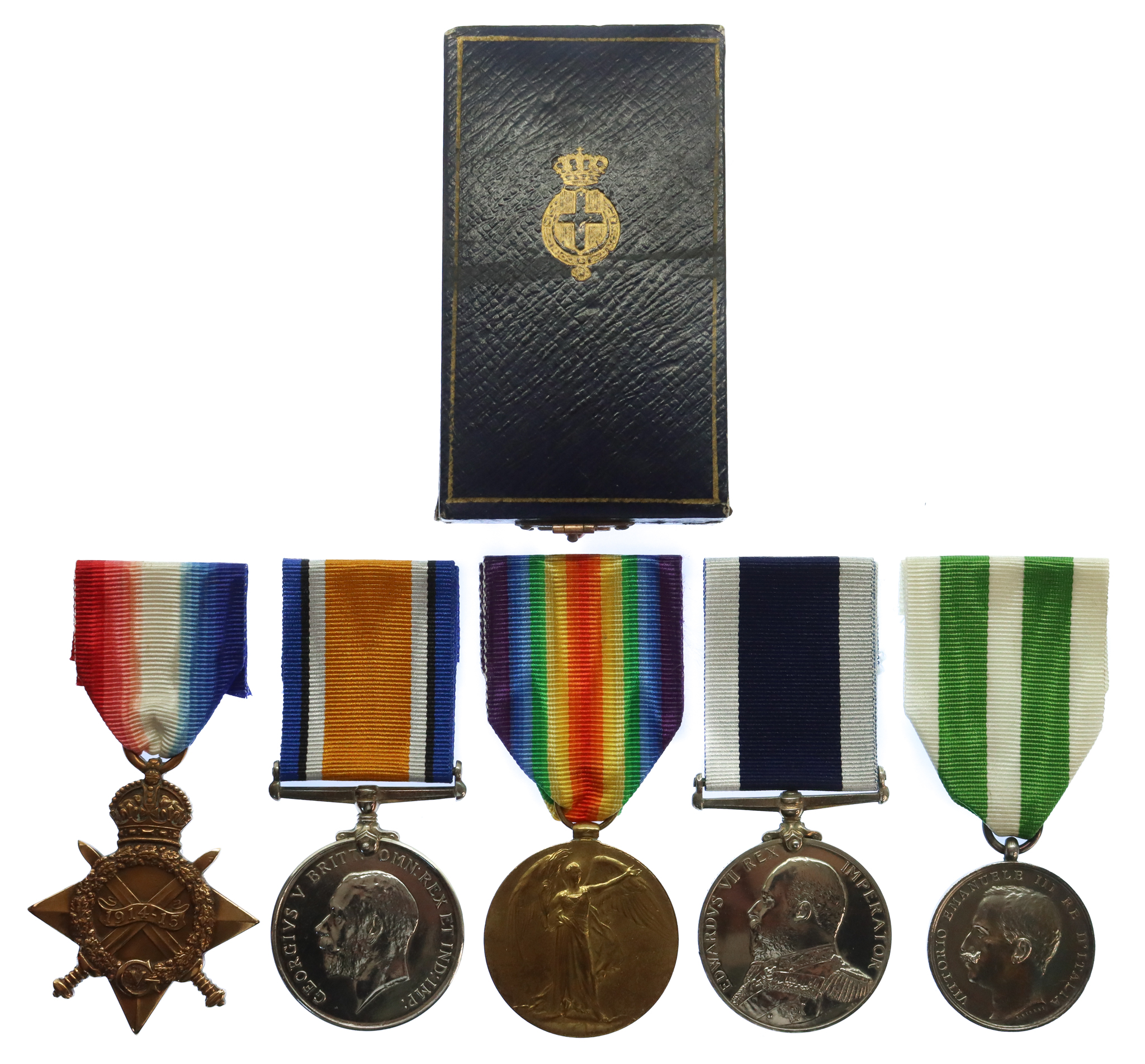 WW1 Long Service & Messina Earthquake Medal Group of Five - C.E.R.A. 1Cl. A. Chapman, Royal Navy