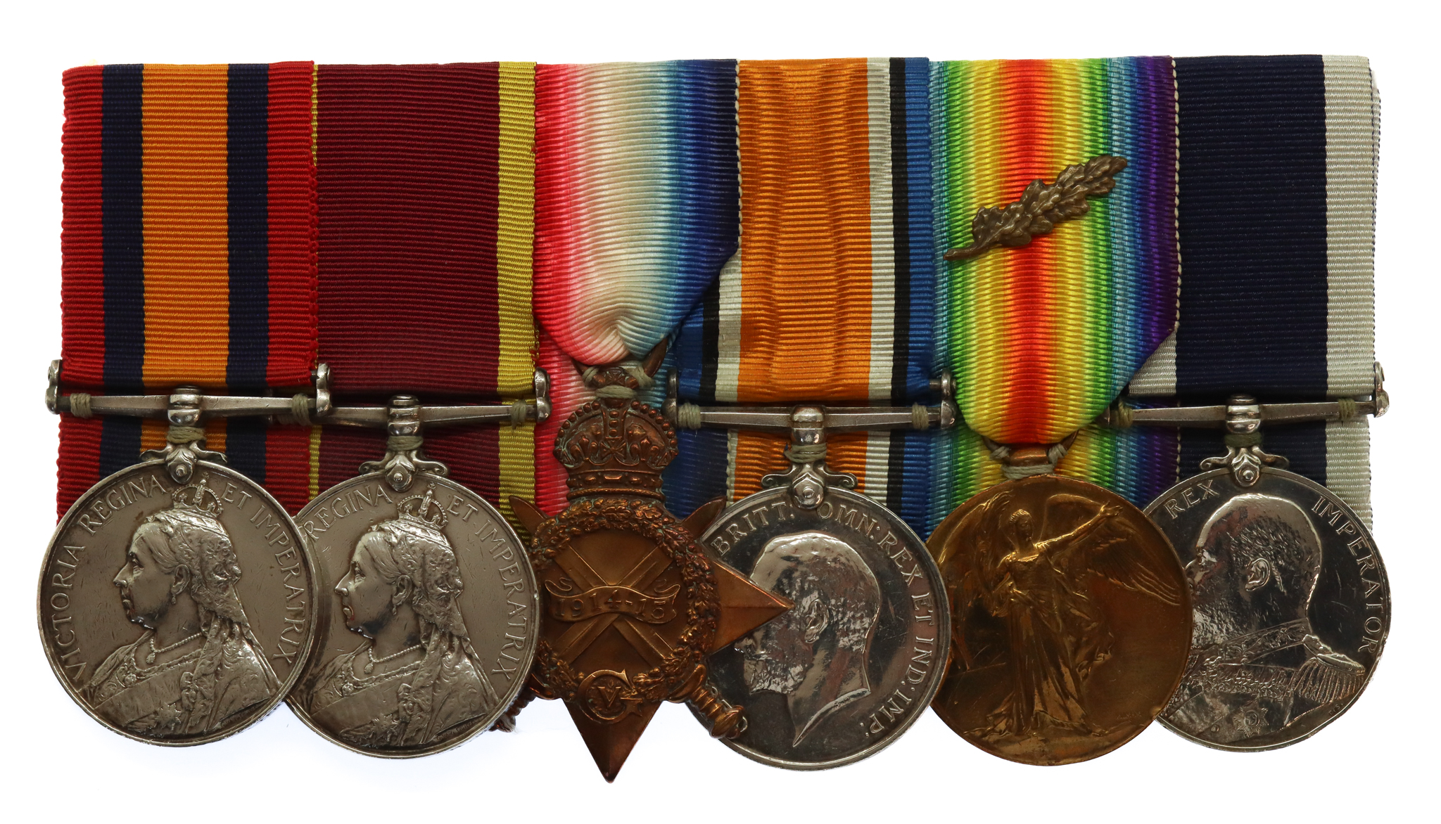 QSA, China 1900, WW1 Jutland Mentioned in Despatches Trio and RN Long Service & Good Conduct Medal Group of Six - Wt. Mech. E.G. Hayter, Royal Navy