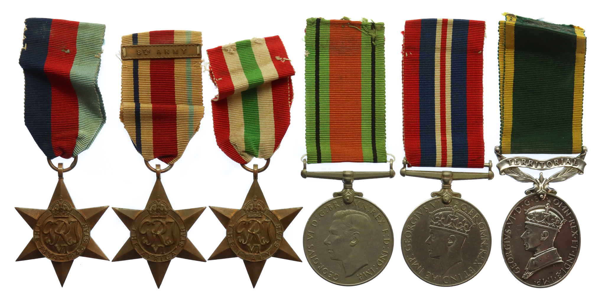WW2 Territorial Efficiency Medal Group of Six - Gnr. F.G.E. Glenister, Royal Artillery