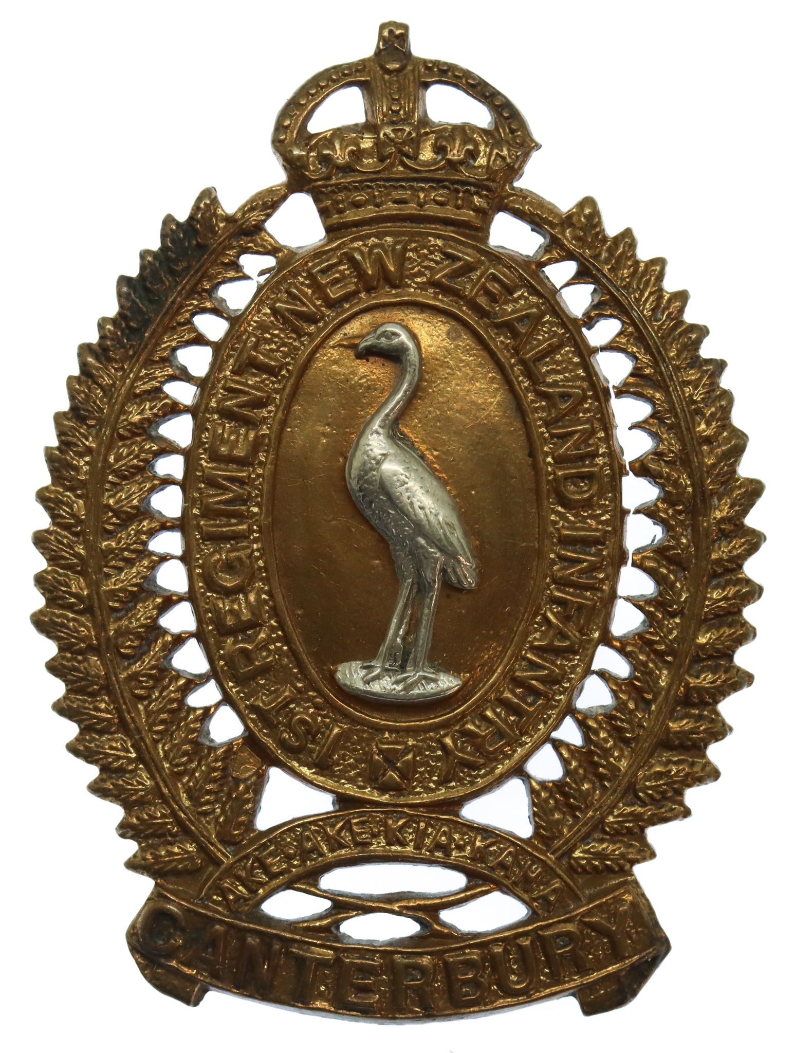 1st Regiment New Zealand Infantry (Canterbury) Bi-metal Cap Badge - King's Crown