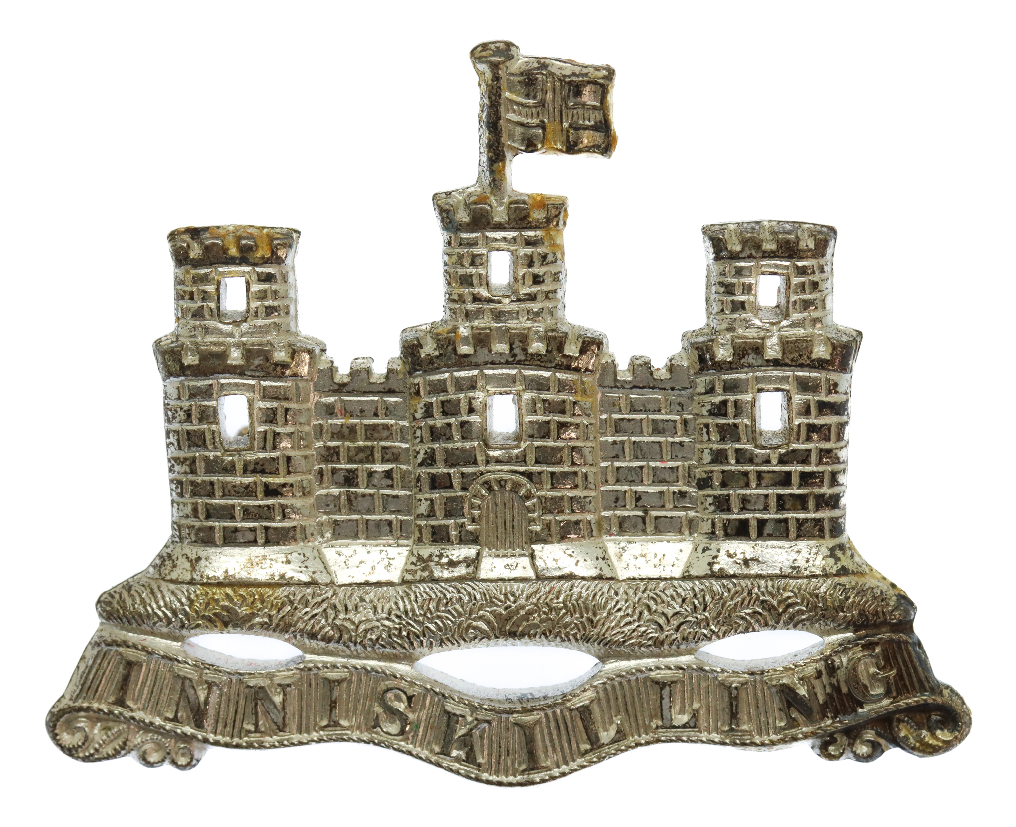 Royal Inniskilling Fusiliers Piper's Silvered Cap Badge