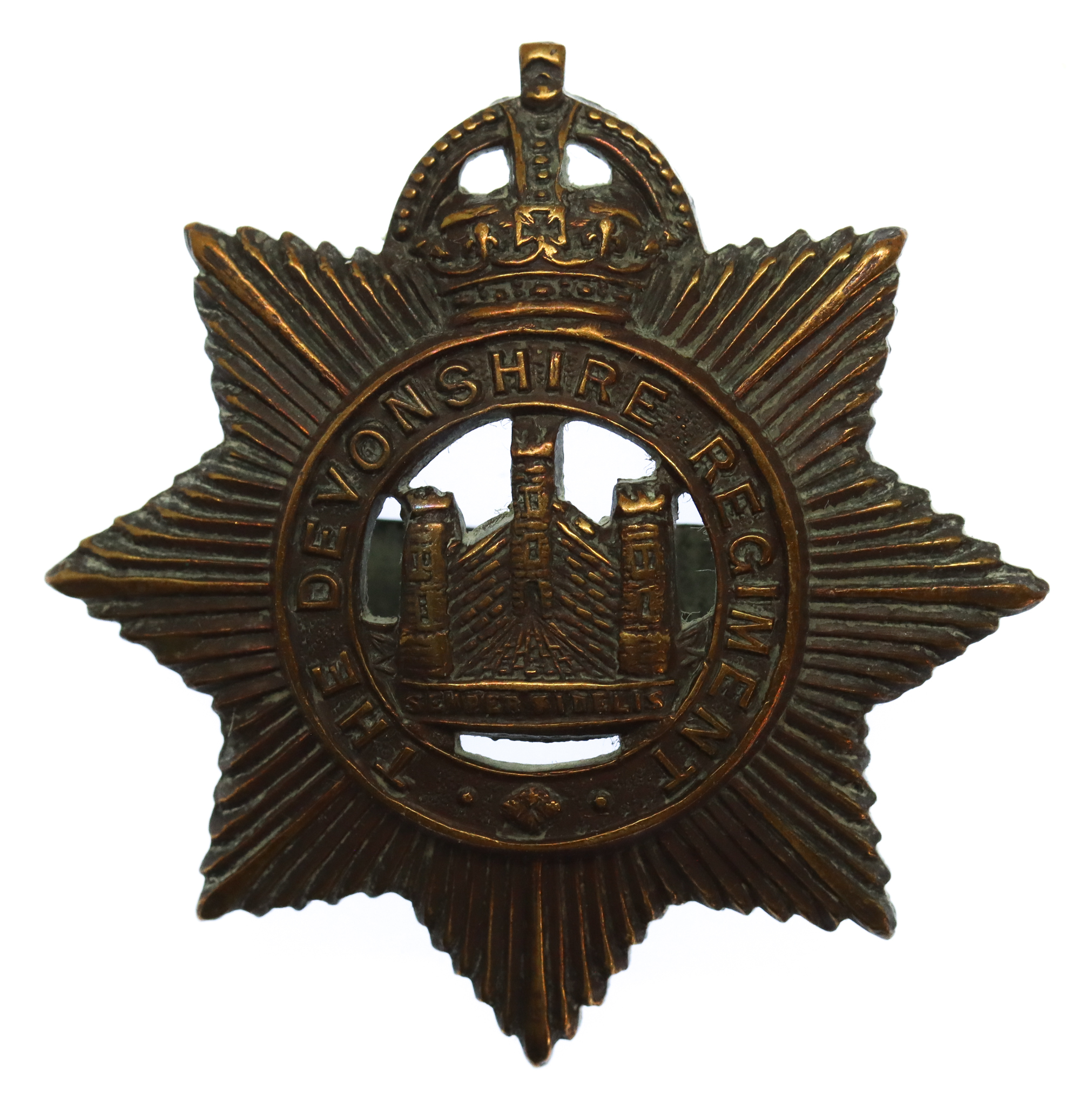 Devonshire Regiment Officer's Service Dress Cap Badge - King's Crown