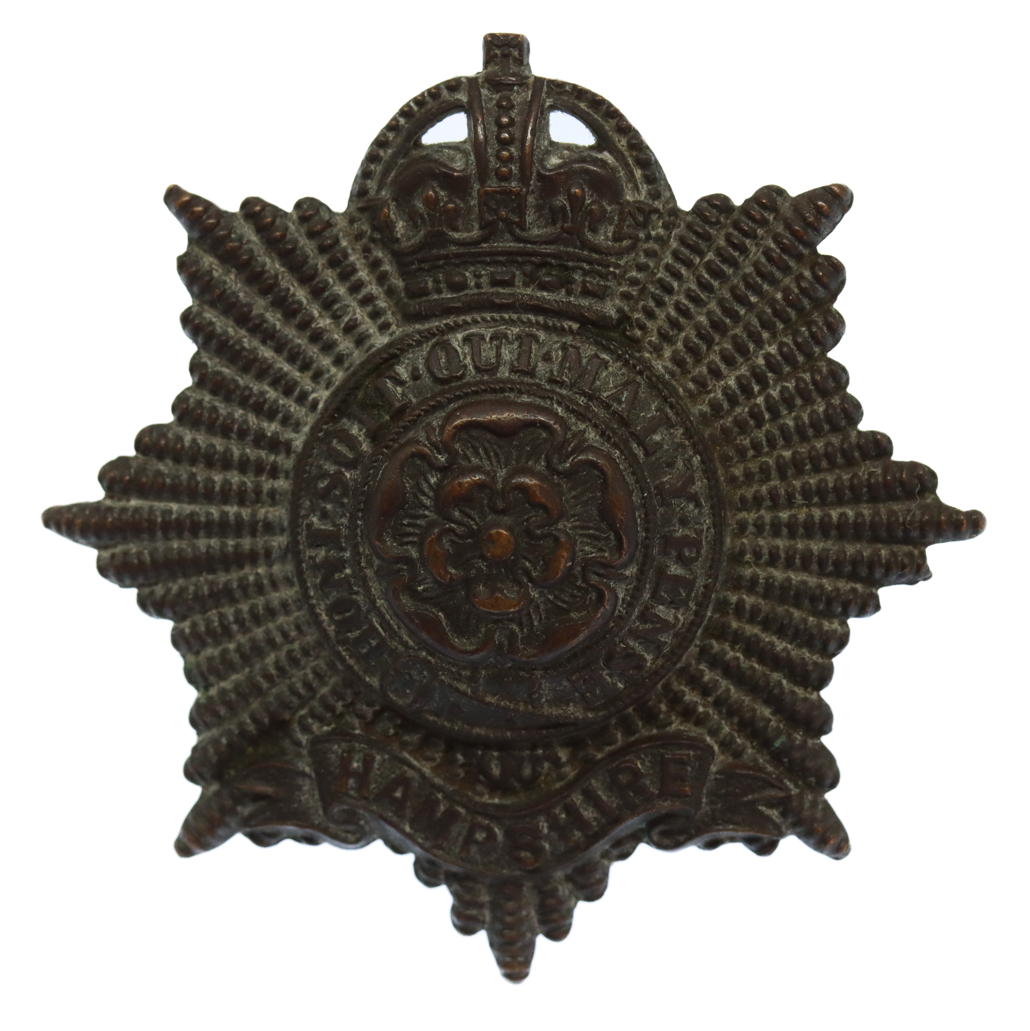 Hampshire Regiment Officer's Service Dress Cap Badge - King's Crown