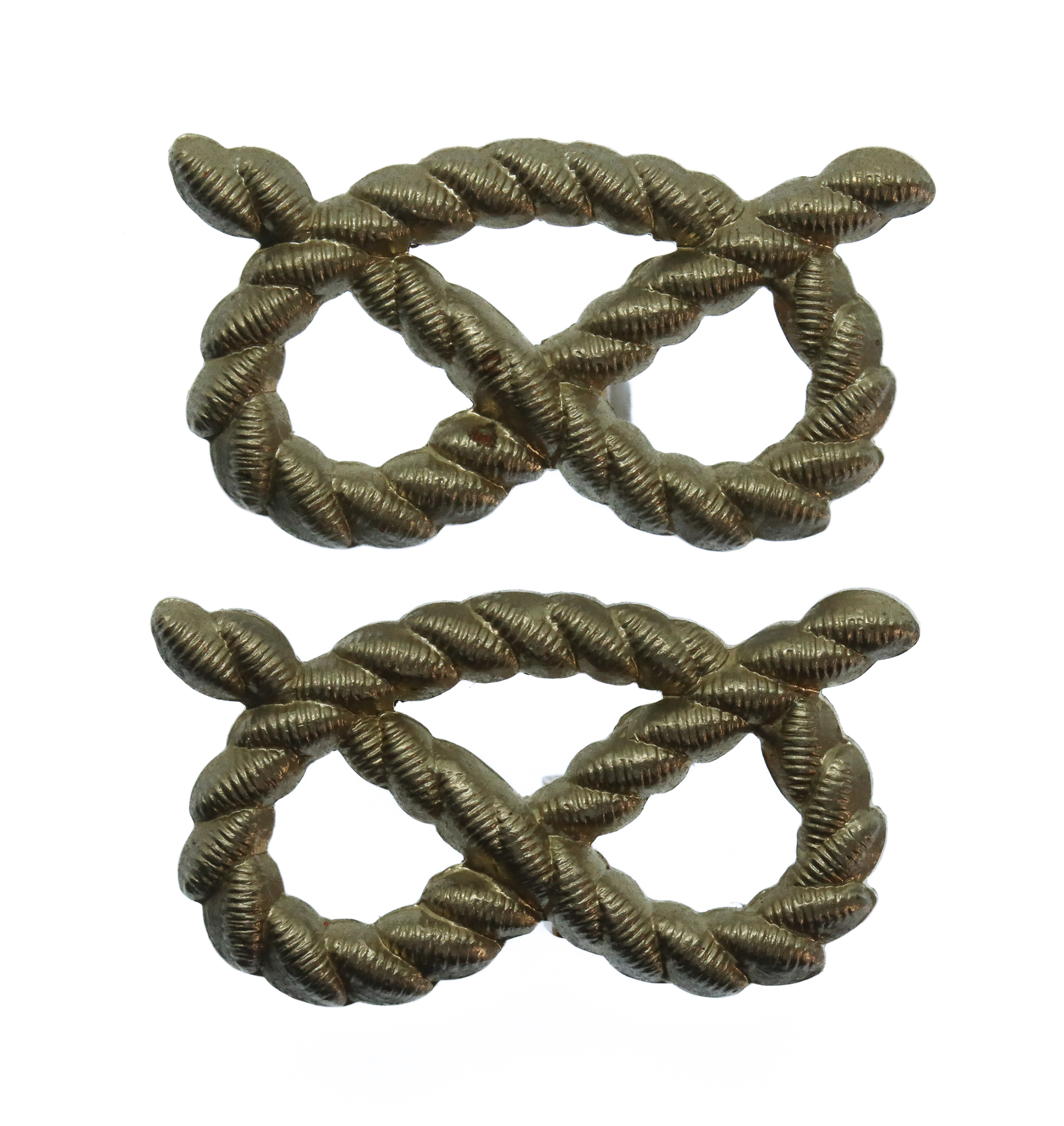 Pair of South Staffordshire Regiment White Metal Collar Badges
