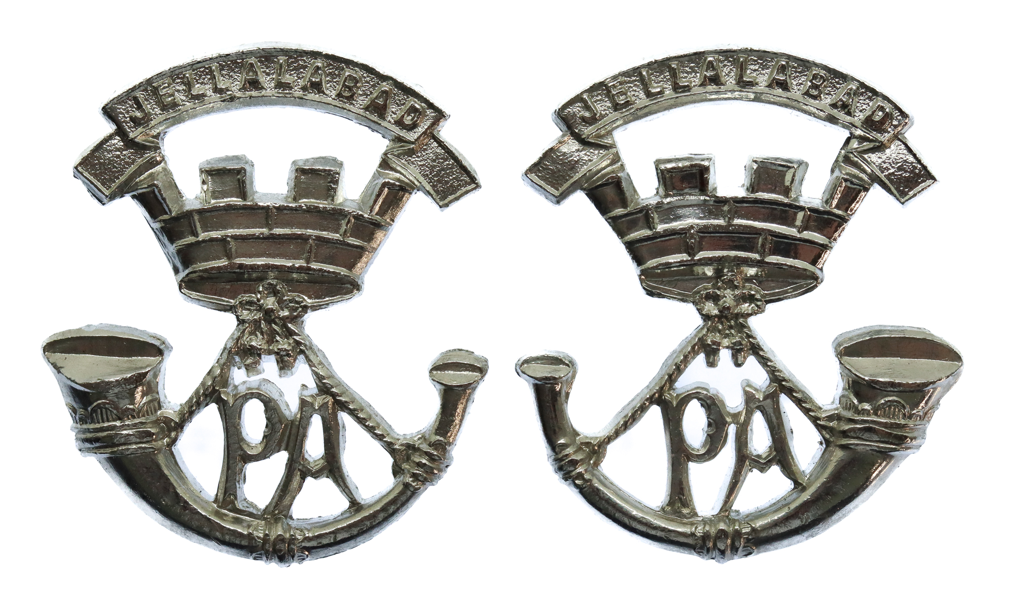 Pair of Somerset Light Infantry Anodised (Staybrite) Collar Badges