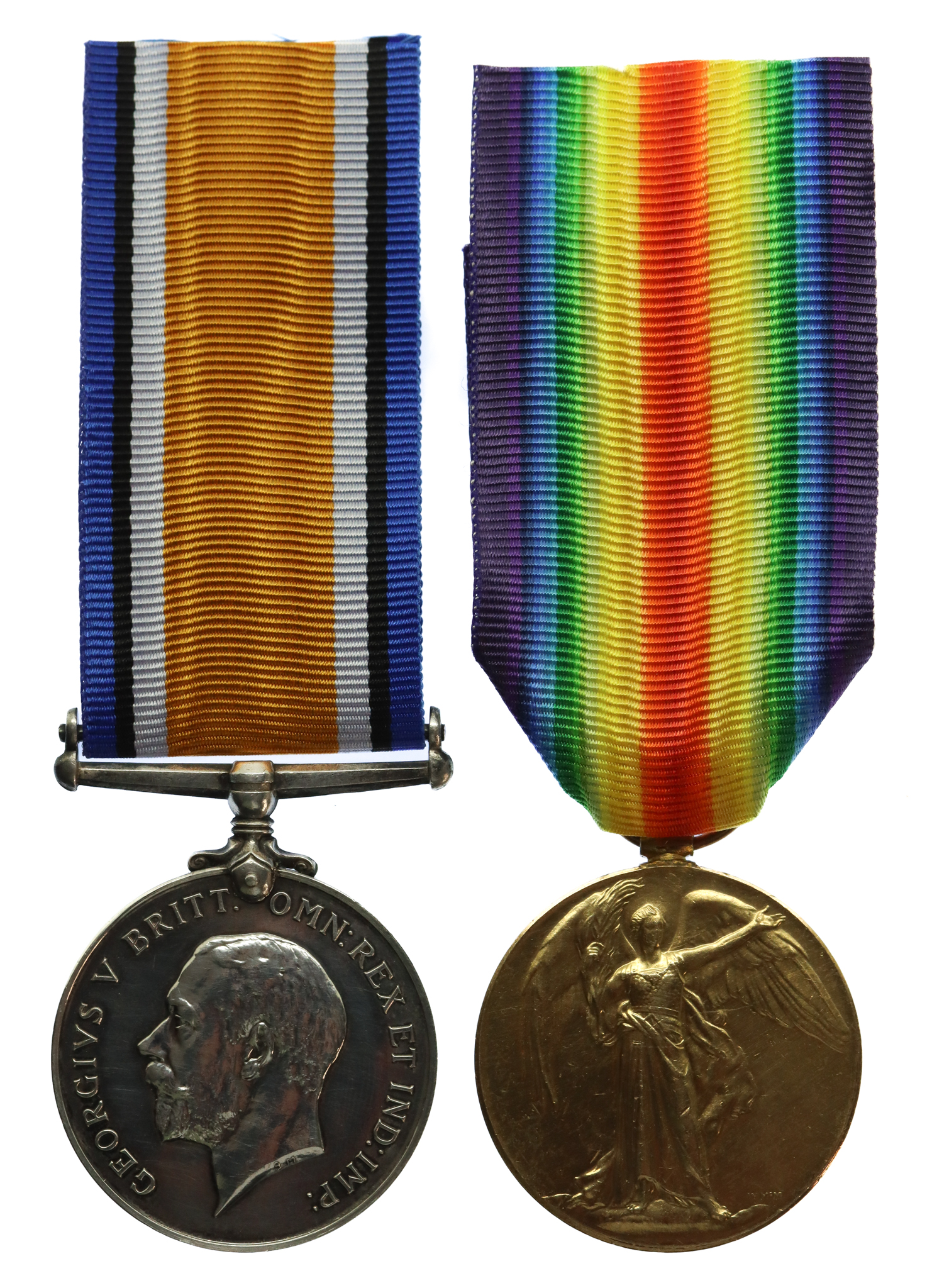 WW1 British War & Victory Medal Pair - Pte. J. Robinson, Machine Gun Corps - Accidentally Wounded