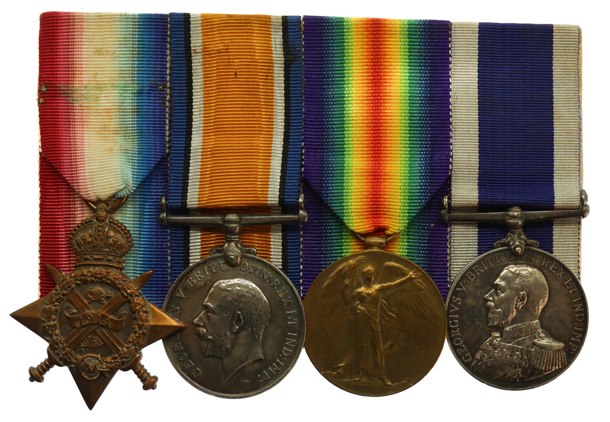 WW1 1914 Mons Star, British War Medal, Victory Medal and Royal Naval LS&GC Medal Group of Four - Pte. A. Budd, Royal Marine Light Infantry & Royal Marine Brigade