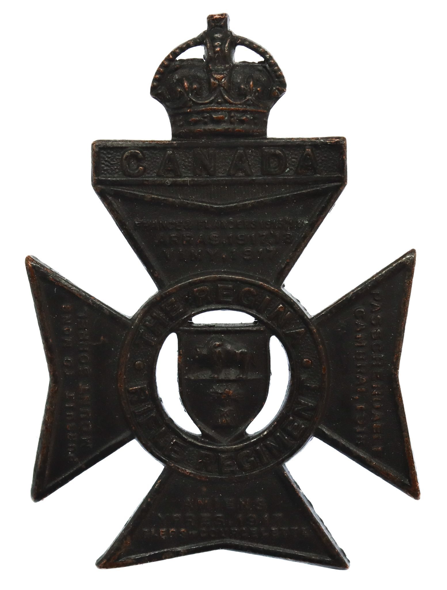 Canadian The Regina Regiment Cap Badge - King's Crown