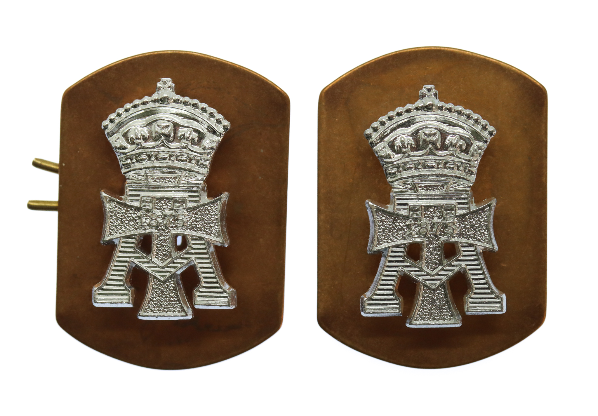 Pair of Green Howards Anodised (Staybrite) Collar Badges