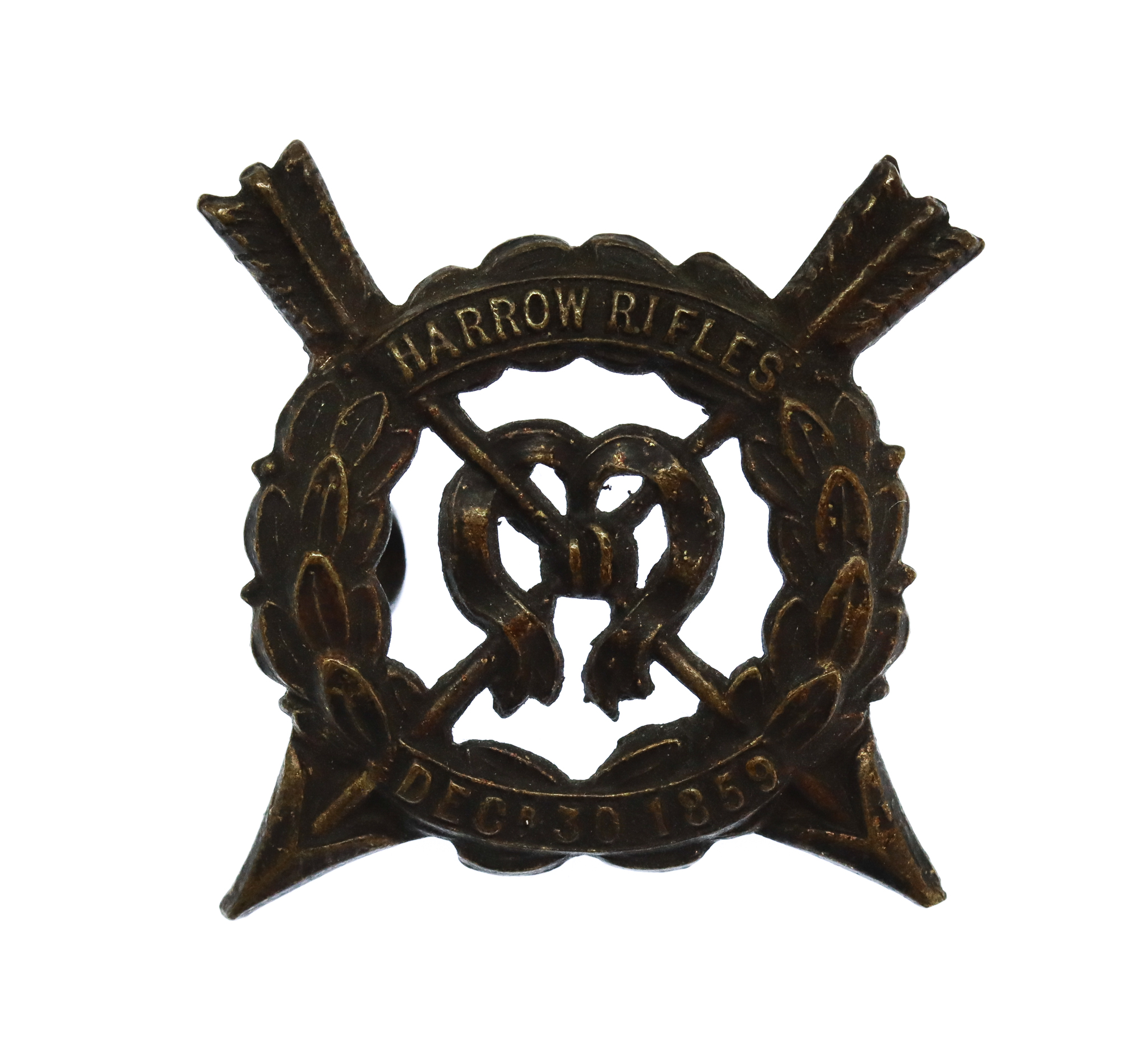 Harrow School (Harrow Rifles) O.T.C. Blackened Brass Cap Badge