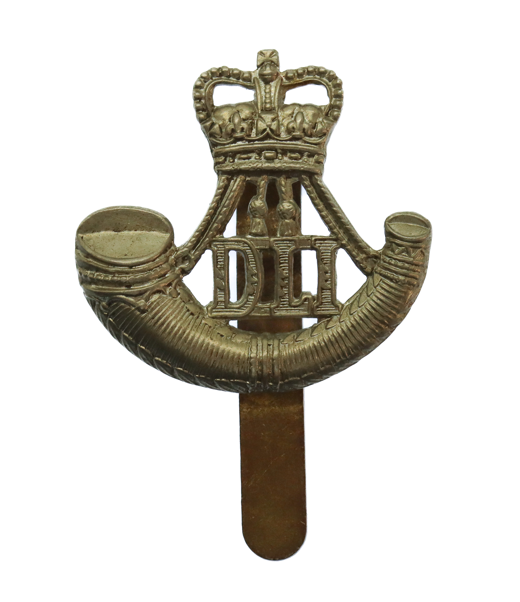 Durham Light Infantry (D.L.I.) White Metal Beret Badge - Queen's Crown