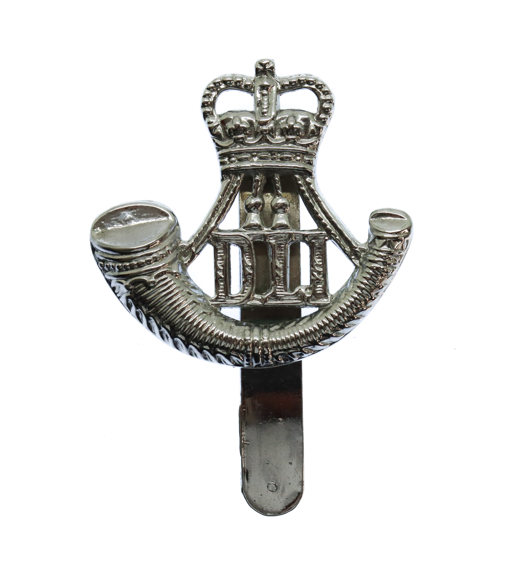 Durham Light Infantry (D.L.I.) Chrome Beret Badge - Queen's Crown