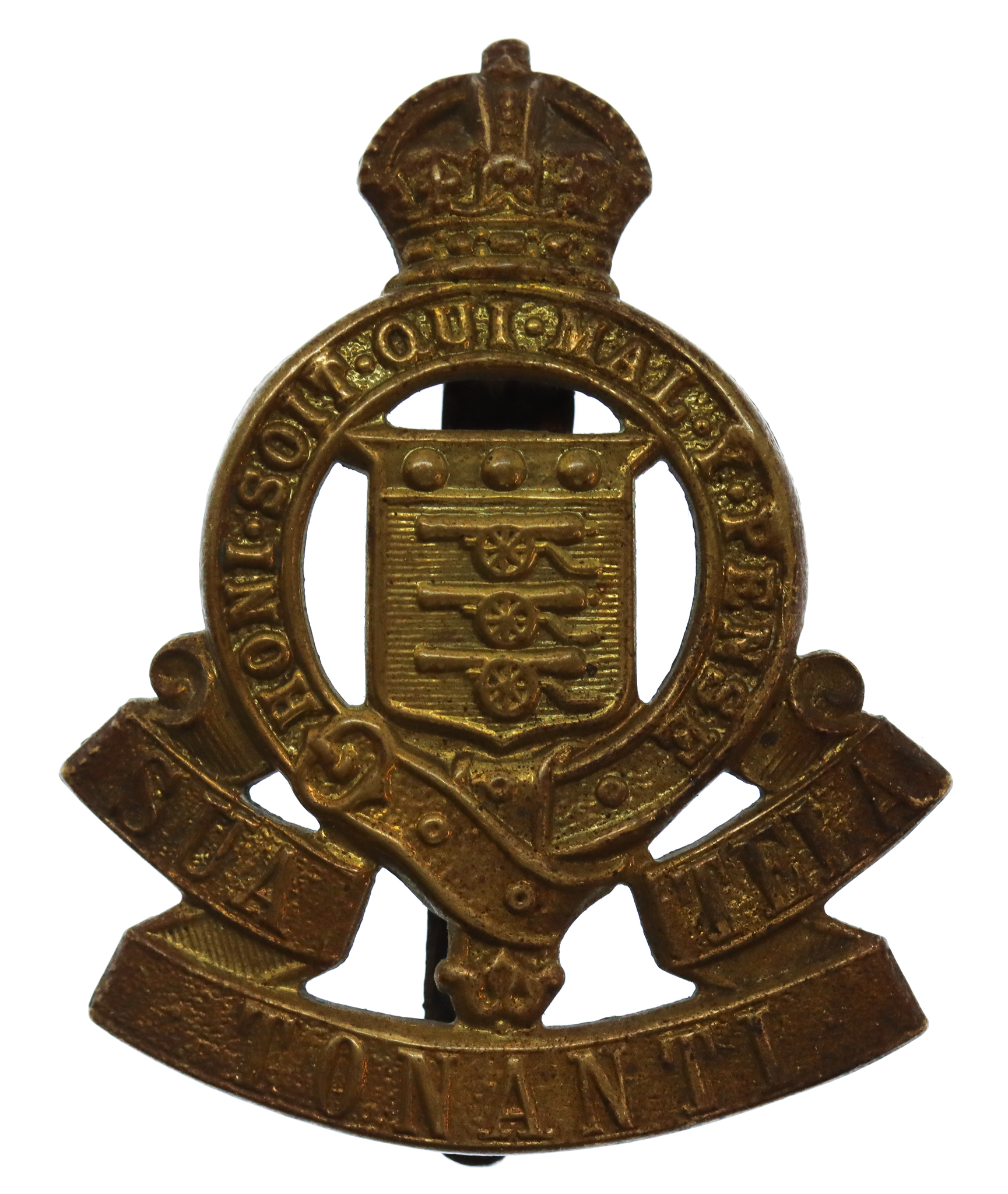 Royal Army Ordnance Corps (R.A.O.C.) 'Sua Tela Tonanti' Cap Badge - King's Crown