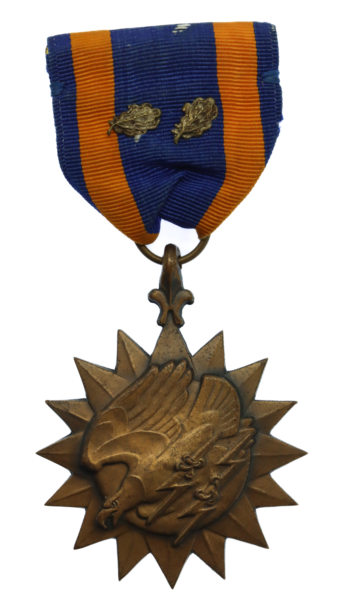 U.S.A. Air Medal With Two Oak Leaf Clusters on Ribbon WW2 Issue