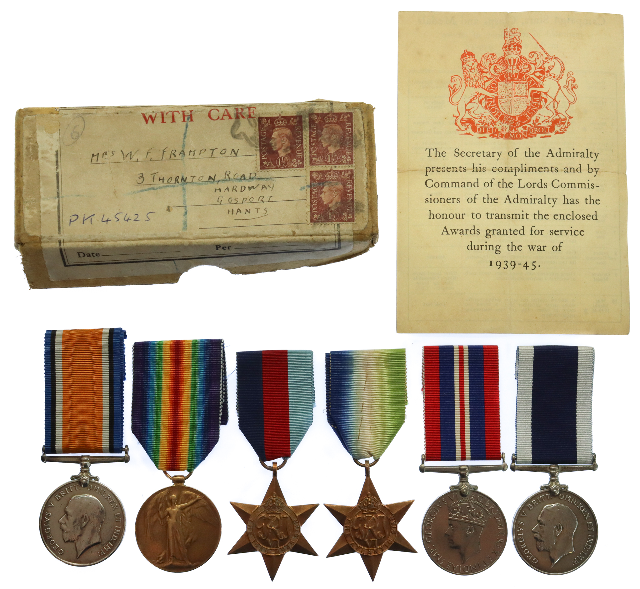 WW1 and WW2 Long Service & Good Conduct Medal Group of Six - Ldg. Sto. W.F. Frampton, Royal Navy
