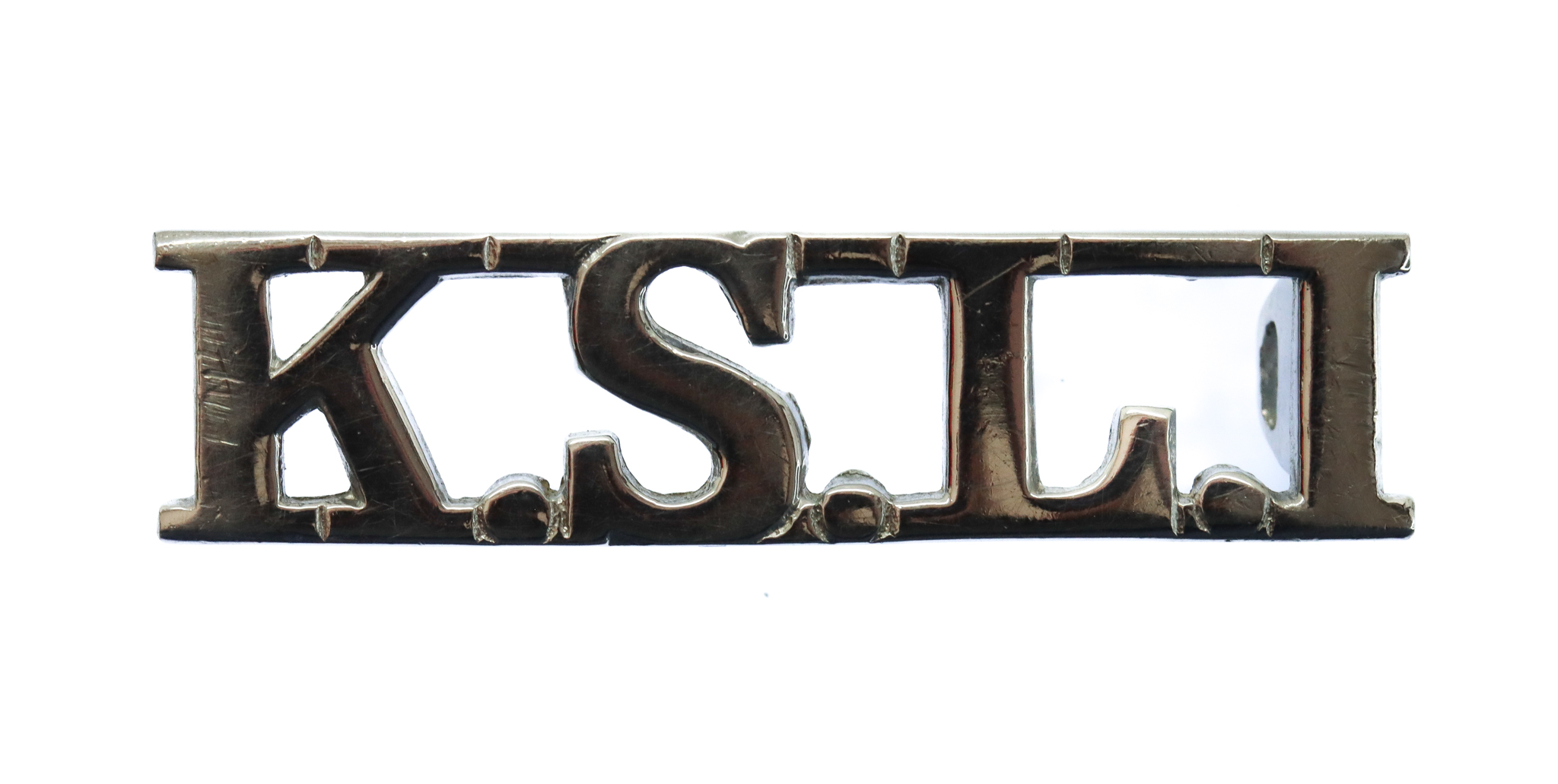 King's Shropshire Light Infantry (K.S.L.I.) Chrome Shoulder Title