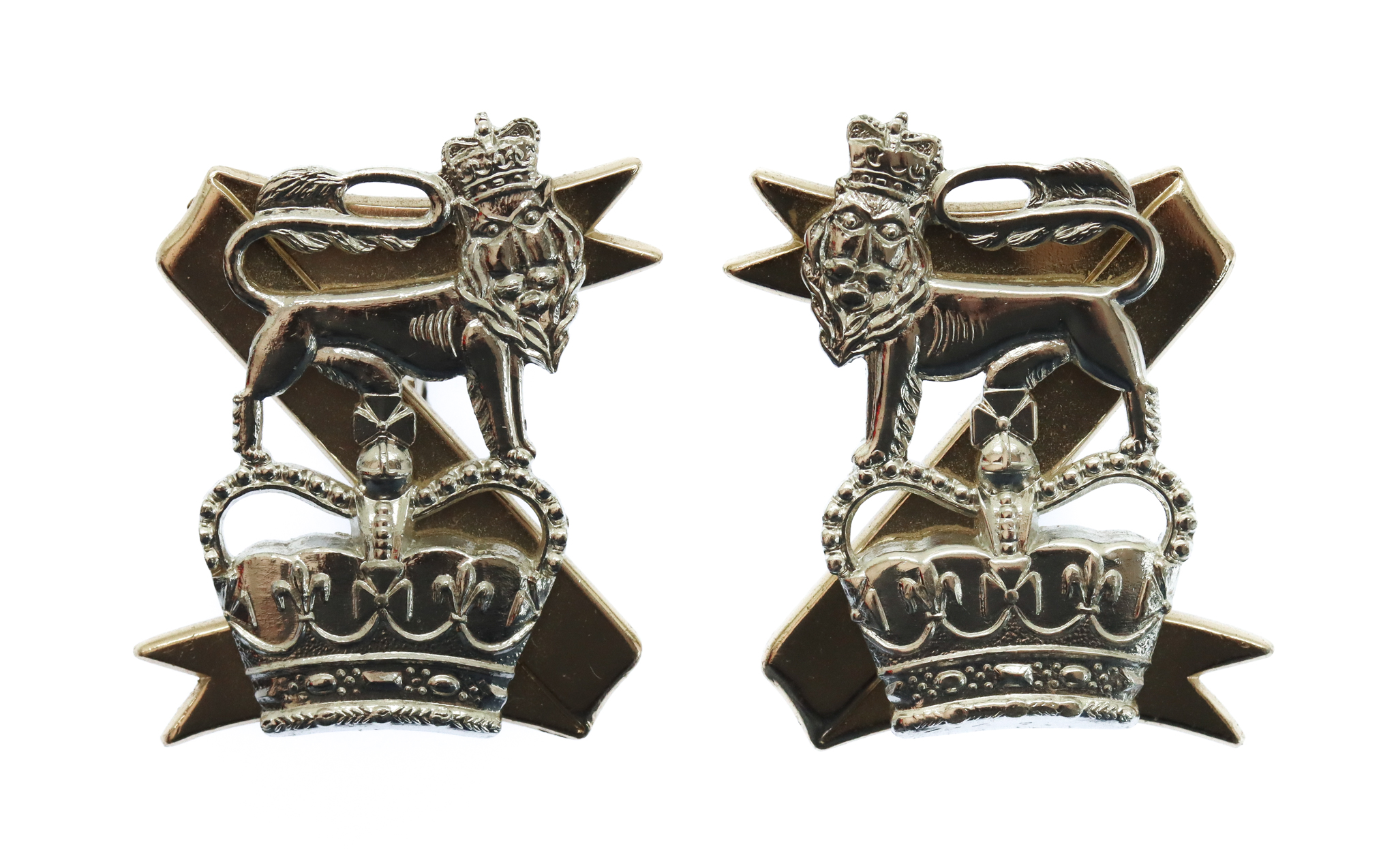 Pair of Light Dragoons Anodised (Staybrite) Collar Badges