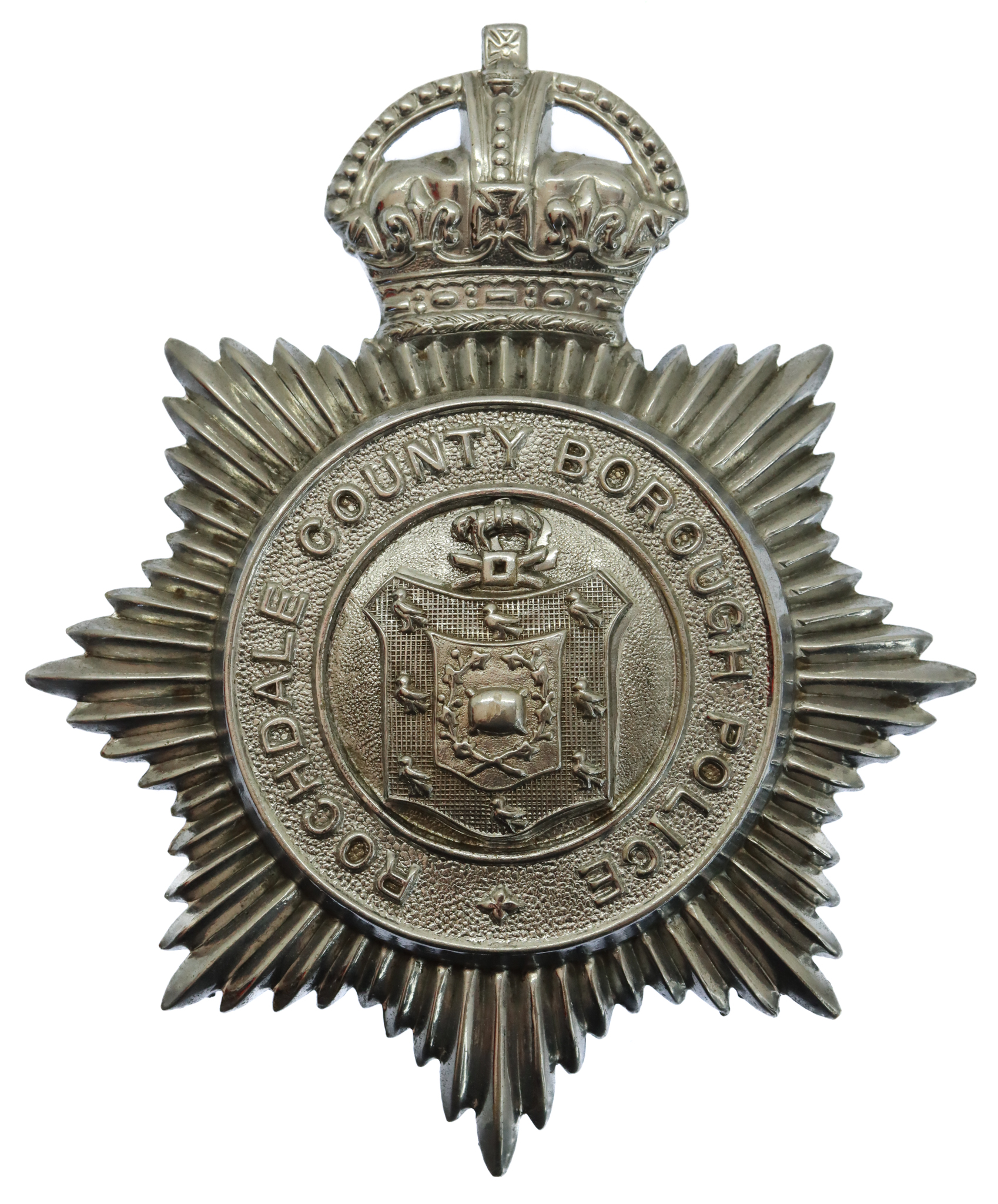 Rochdale County Borough Police Helmet Plate - King's Crown