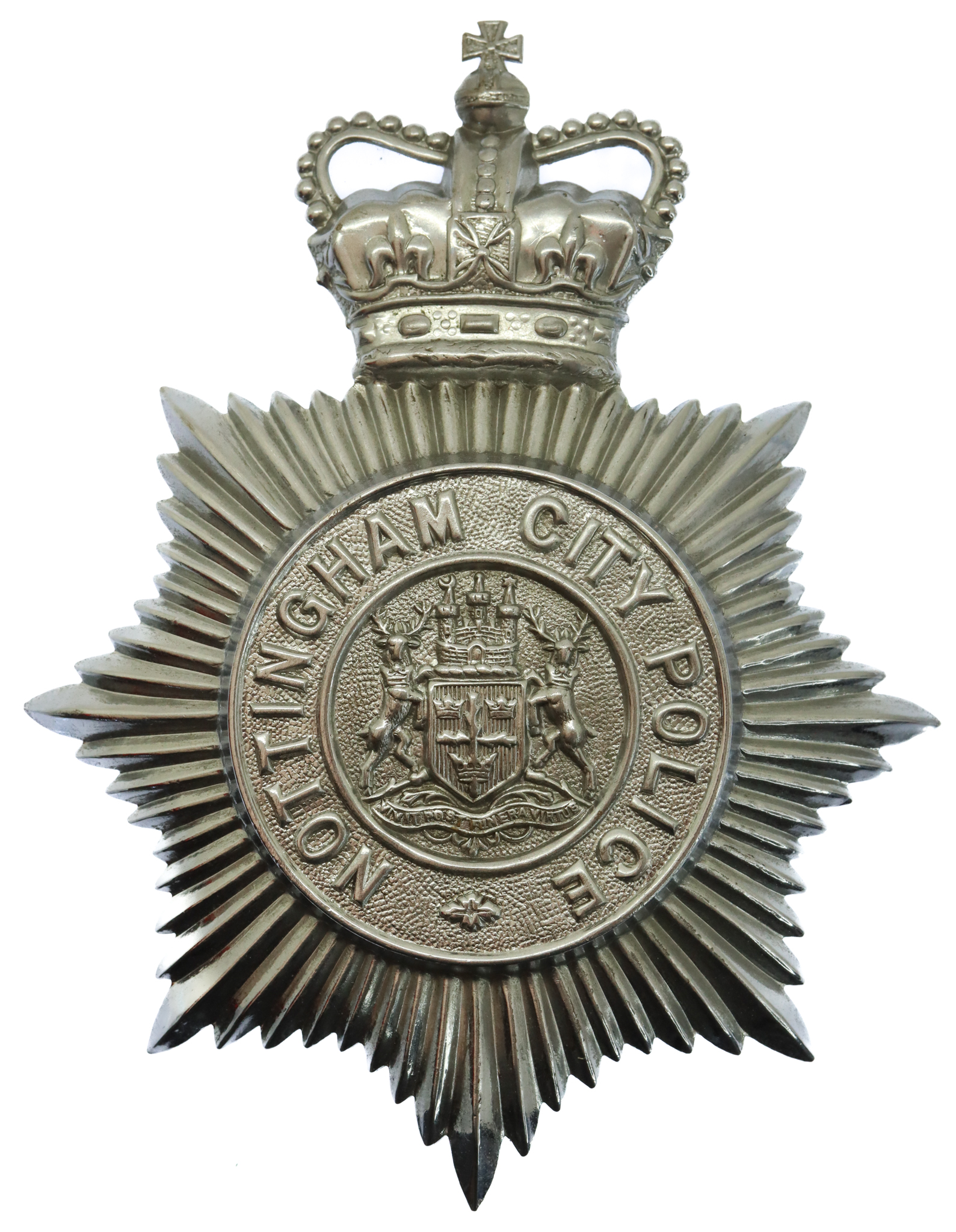 Nottingham City Police Helmet Plate - Queen's Crown